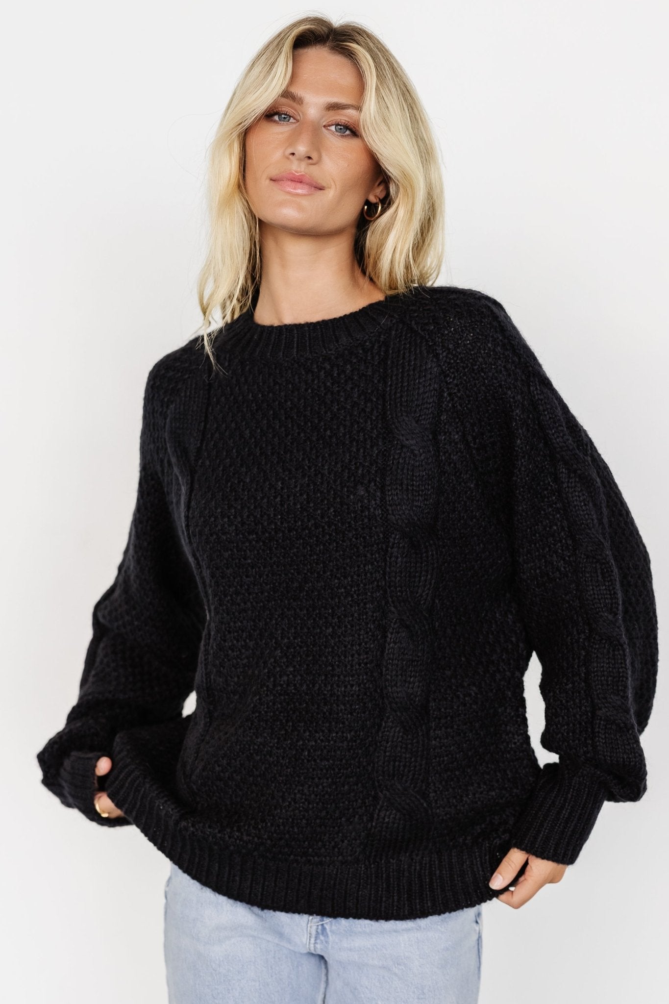 Oversized Cable Knit Sweater with Ribbed Details | Lukas