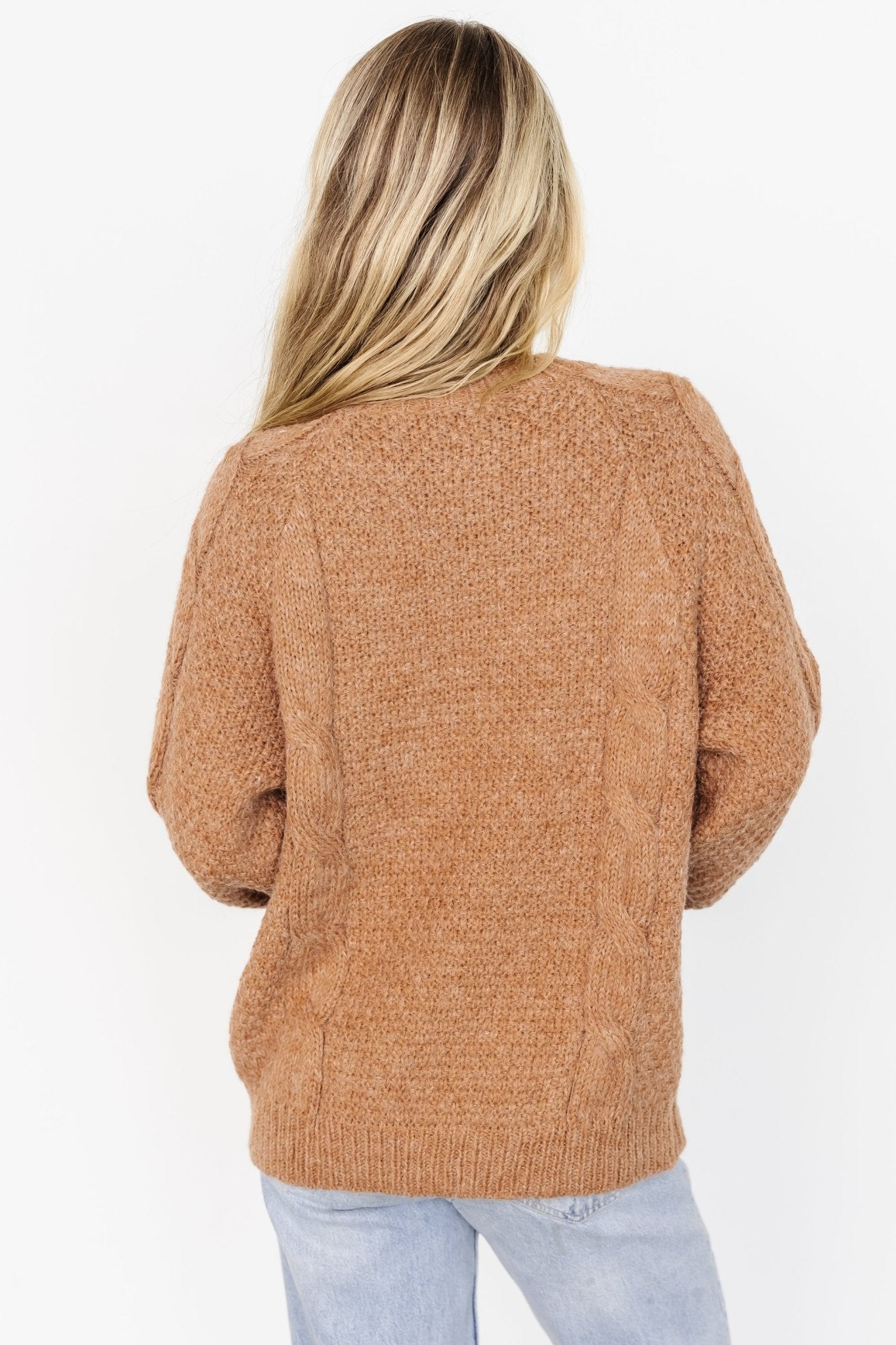 Cable Knit Sweater for Women | Oversized Camel Brown | Lukas