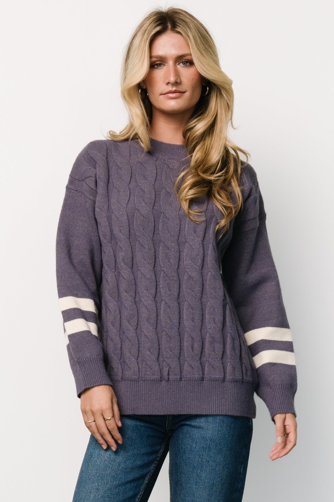 Vintage Purple Cable Knit Sweater for Women | Lund