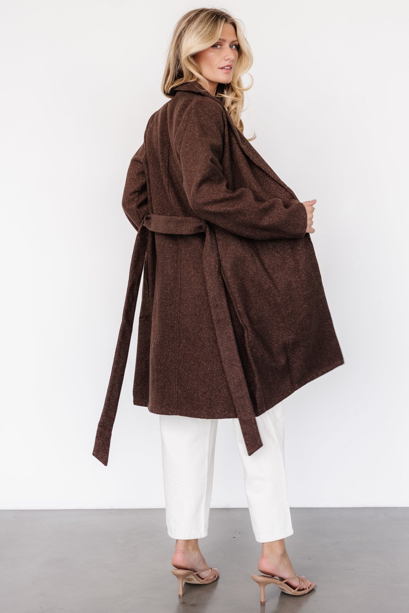 Dark Brown Tweed Jacket with Removable Waist Sash | Manchester Style