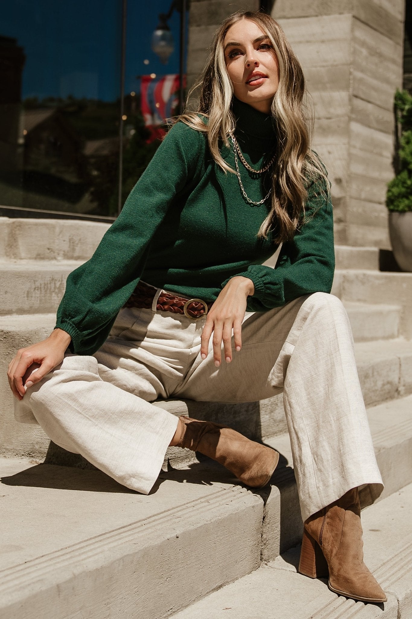 Soft Knit Turtleneck Sweater in Emerald Green | Nielsen