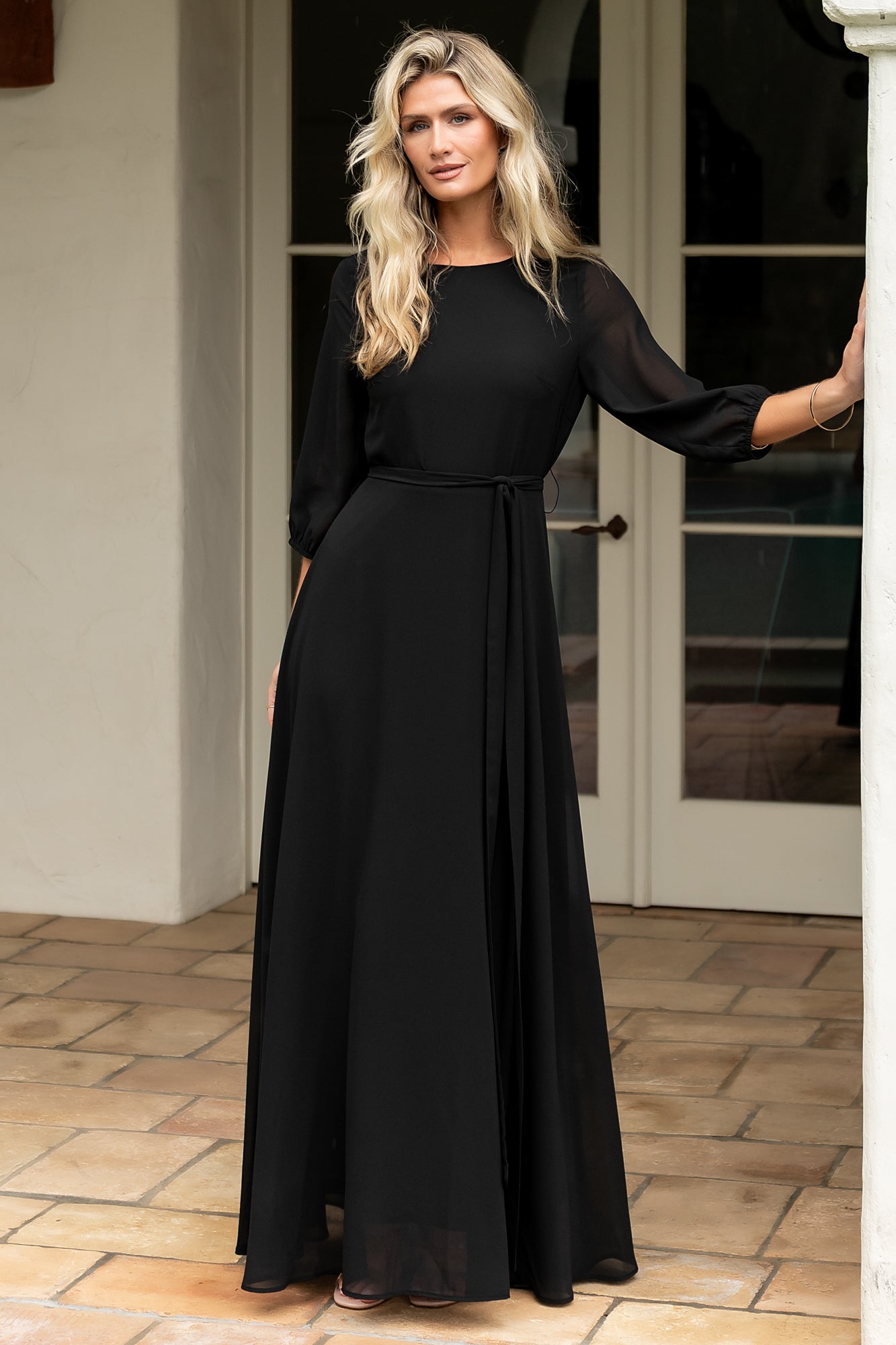 Black Maxi Dress with Elastic Waist & Keyhole Back | Baltic Born
