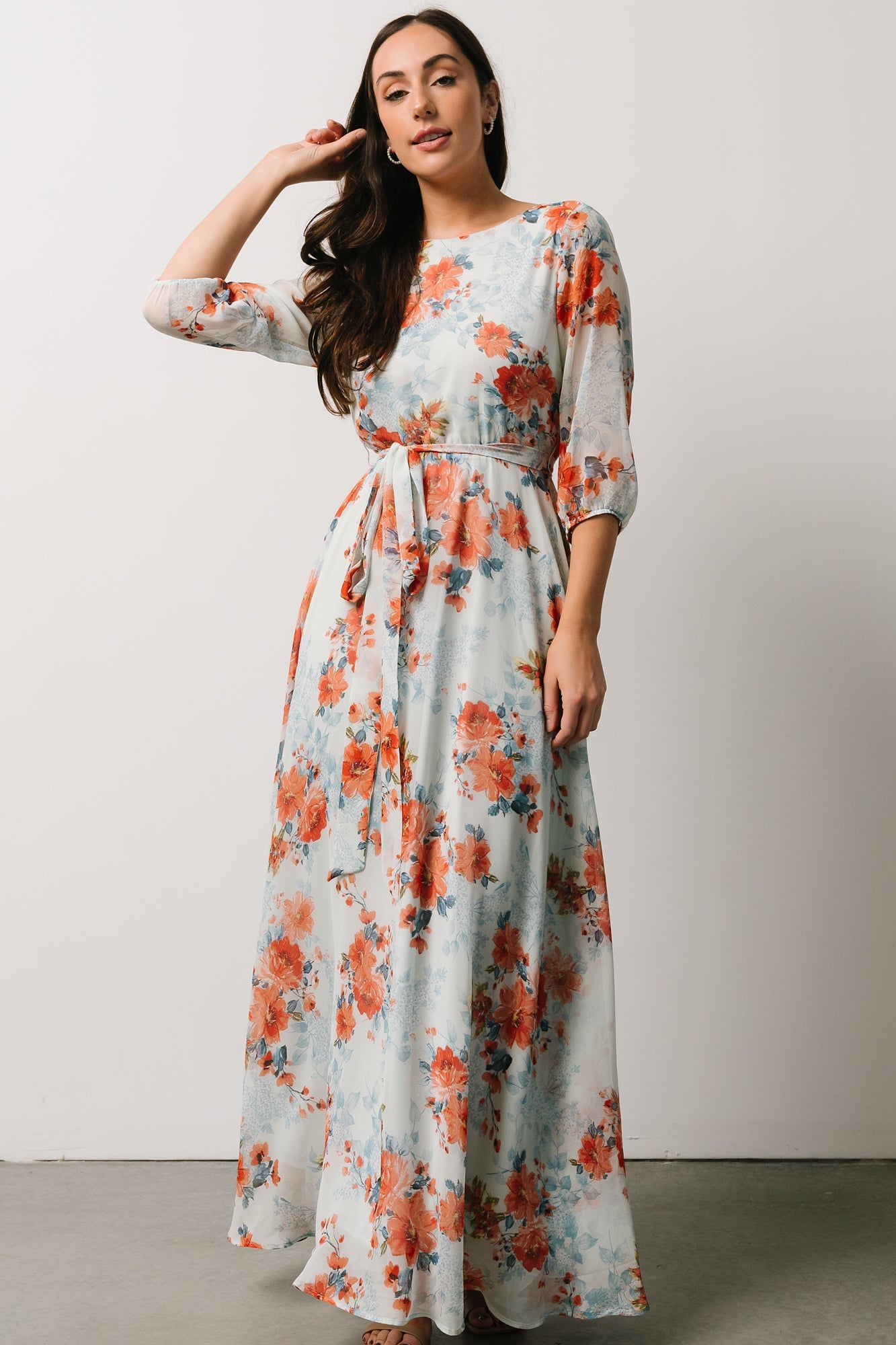 Floral Maxi Dress with Elastic Waist & Keyhole Back | Baltic Born