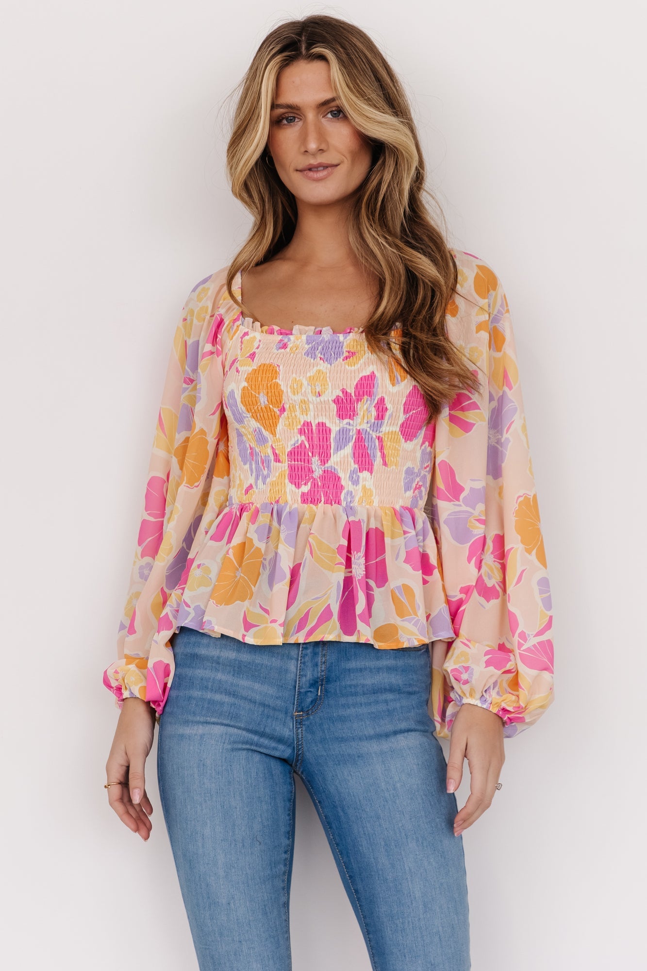Floral Smocked Top with Puff Sleeves | Baltic Born