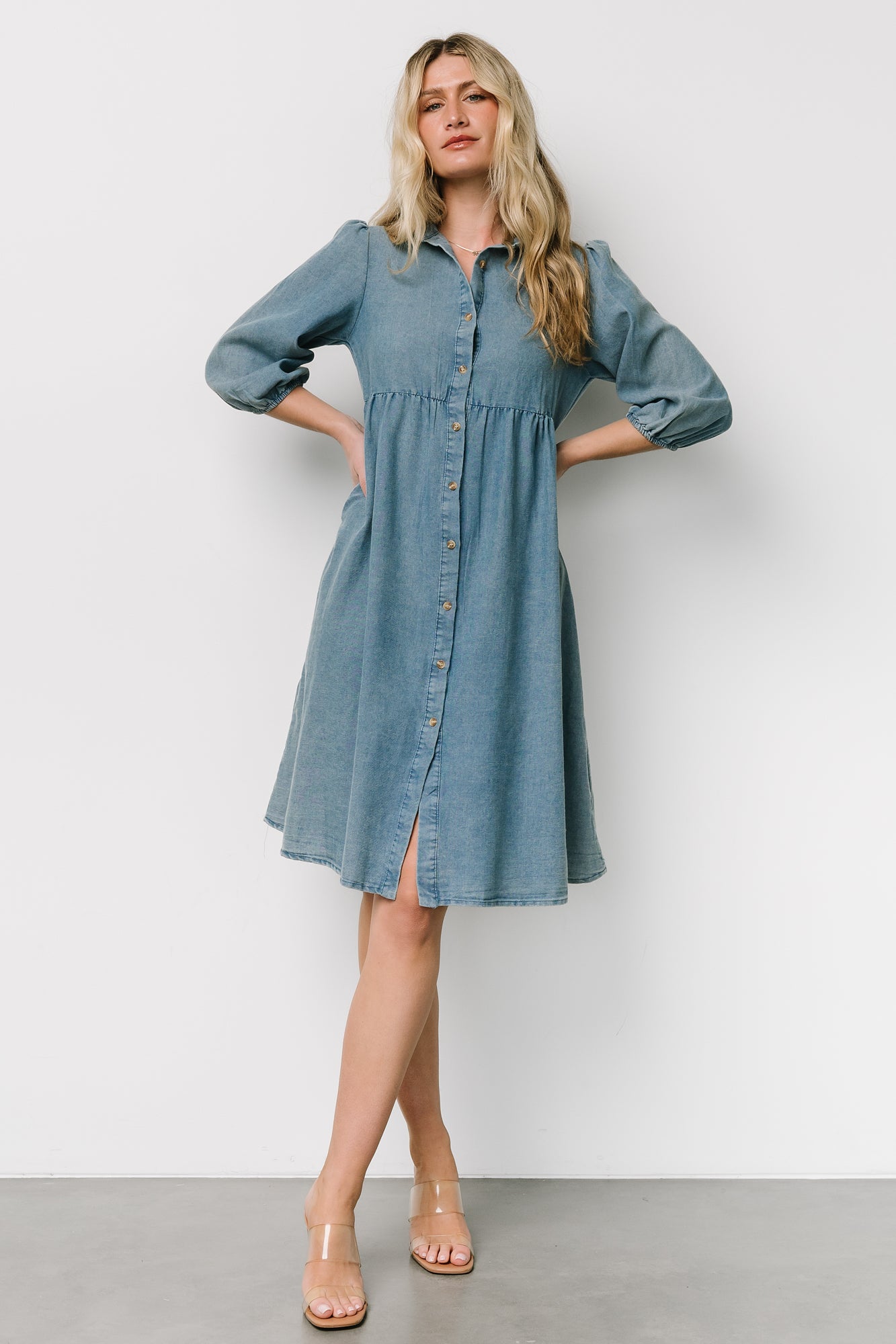 Babydoll Dress with Pockets & Tiered Skirt | Baltic Born Chambray