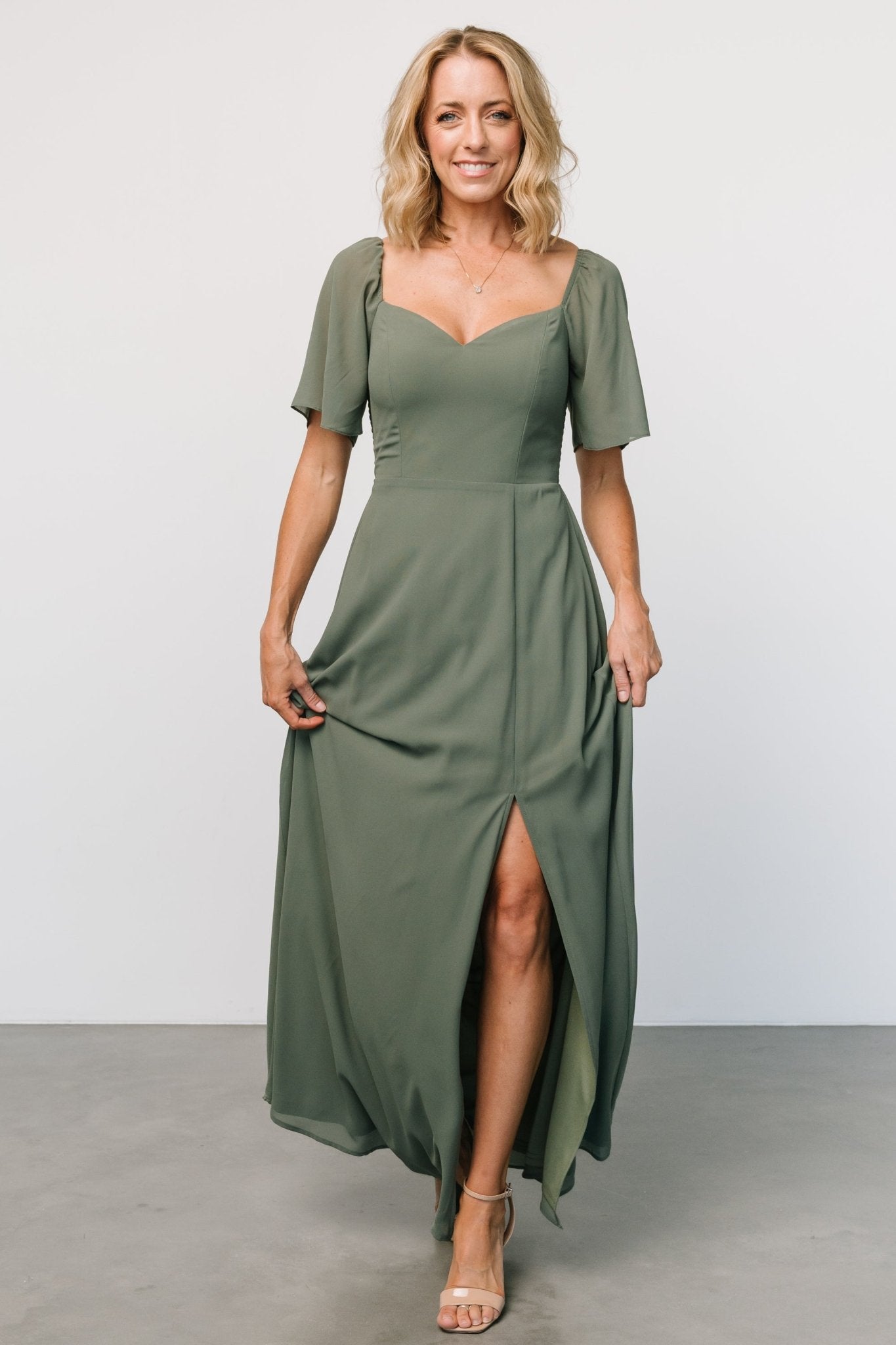 Flowy Chiffon Maxi Dress with Smocked Back & Sweetheart Neckline | Baltic Born