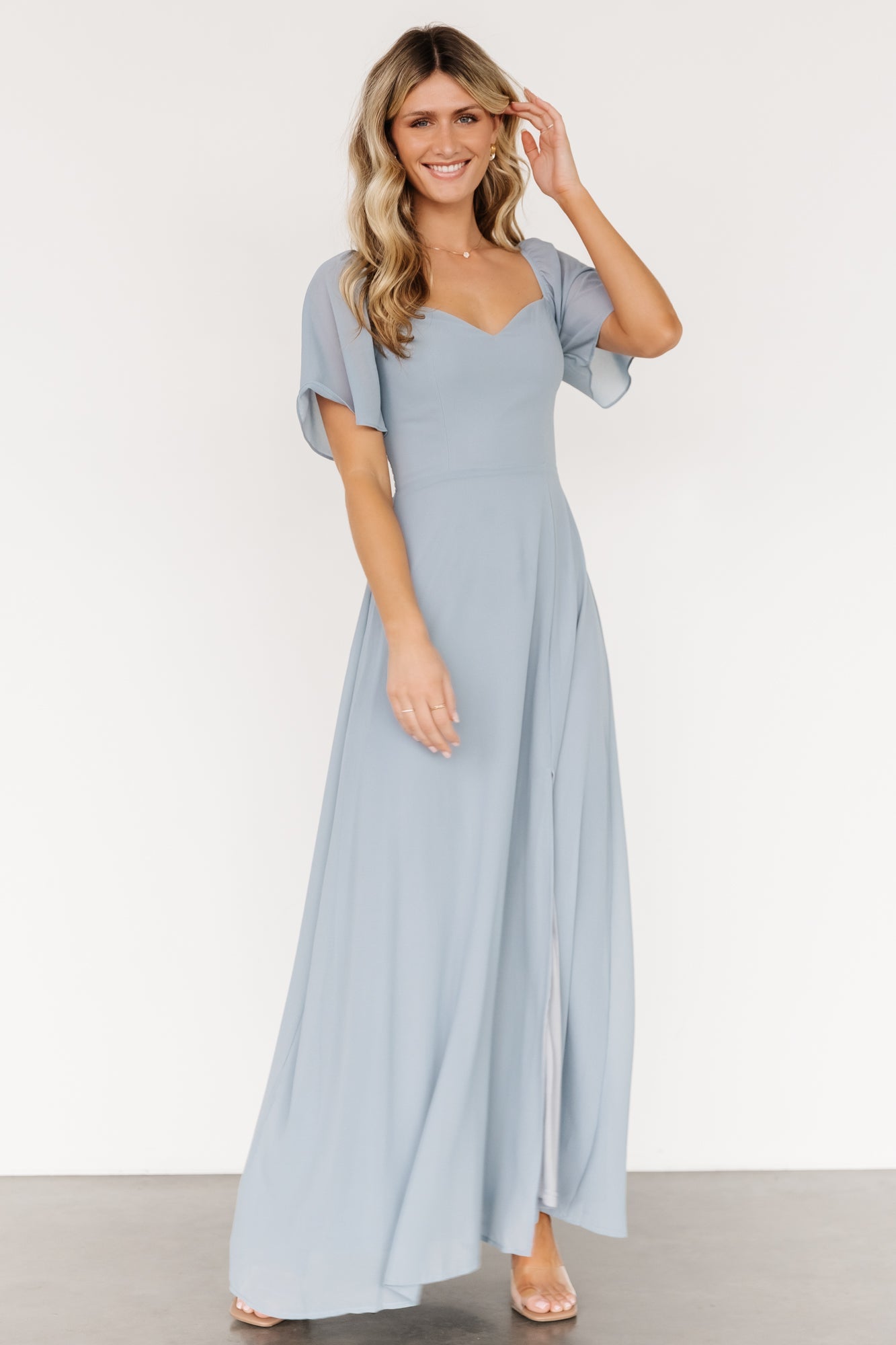 Light Blue Sweetheart Maxi Dress with Smocked Back | Baltic Born