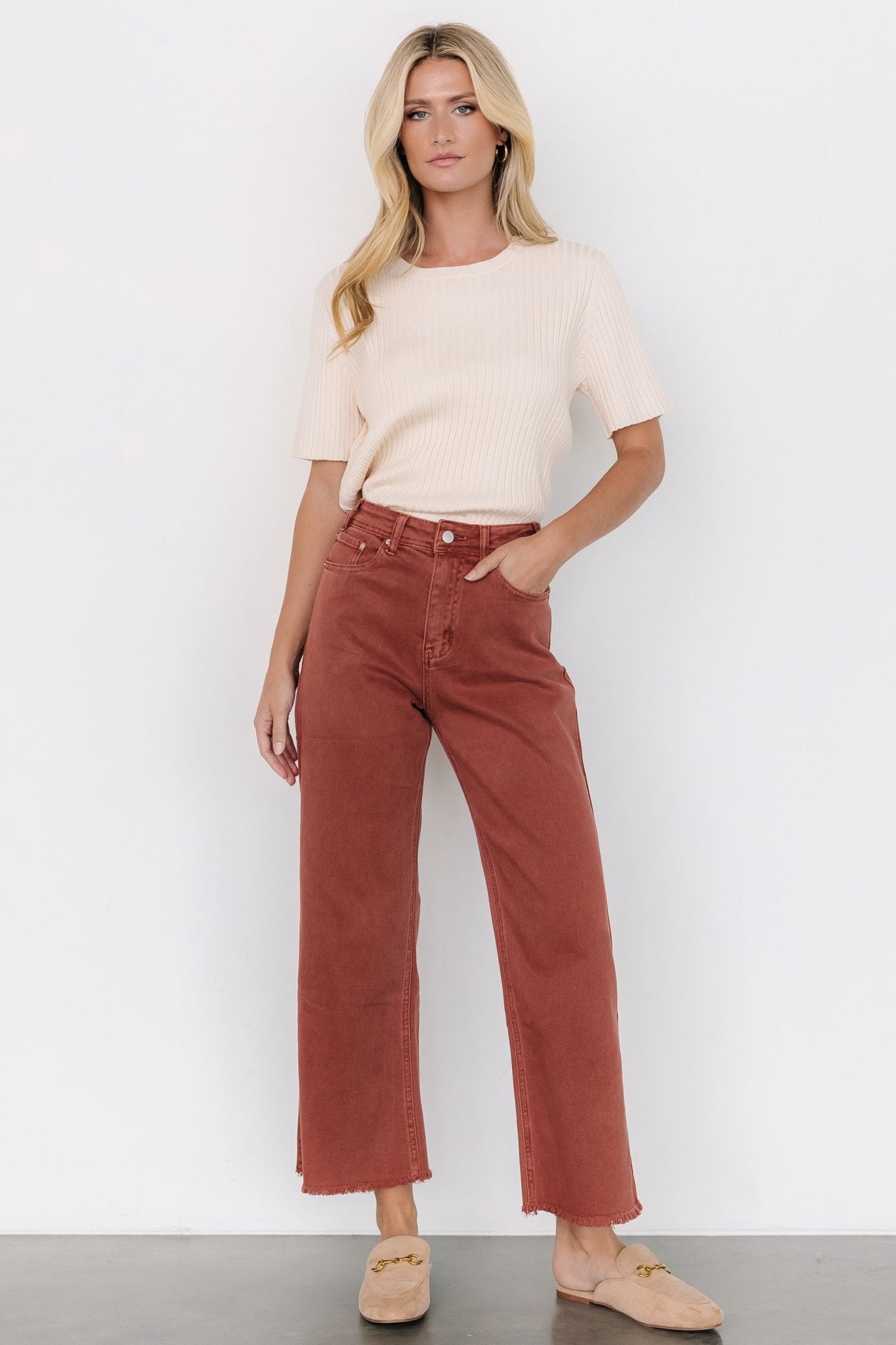 High Rise Denim Pants for Women | Stretch Cotton Blend | Spence