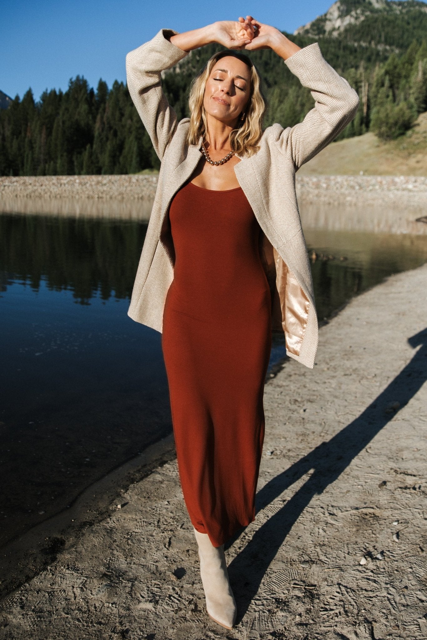Tweed Open Front Blazer for Women | Natural Herringbone | Baltic Born