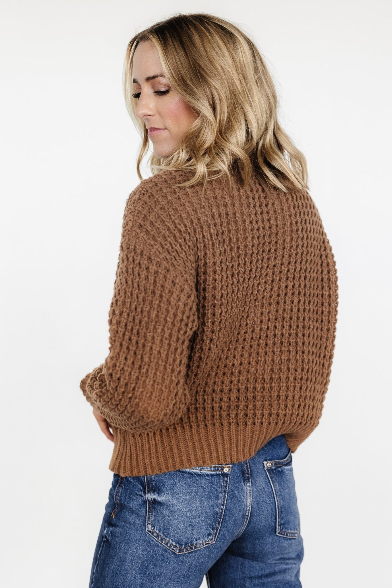 Chunky Knit Sweater for Women | Lightweight Waffle-Knit & Funnel Neck