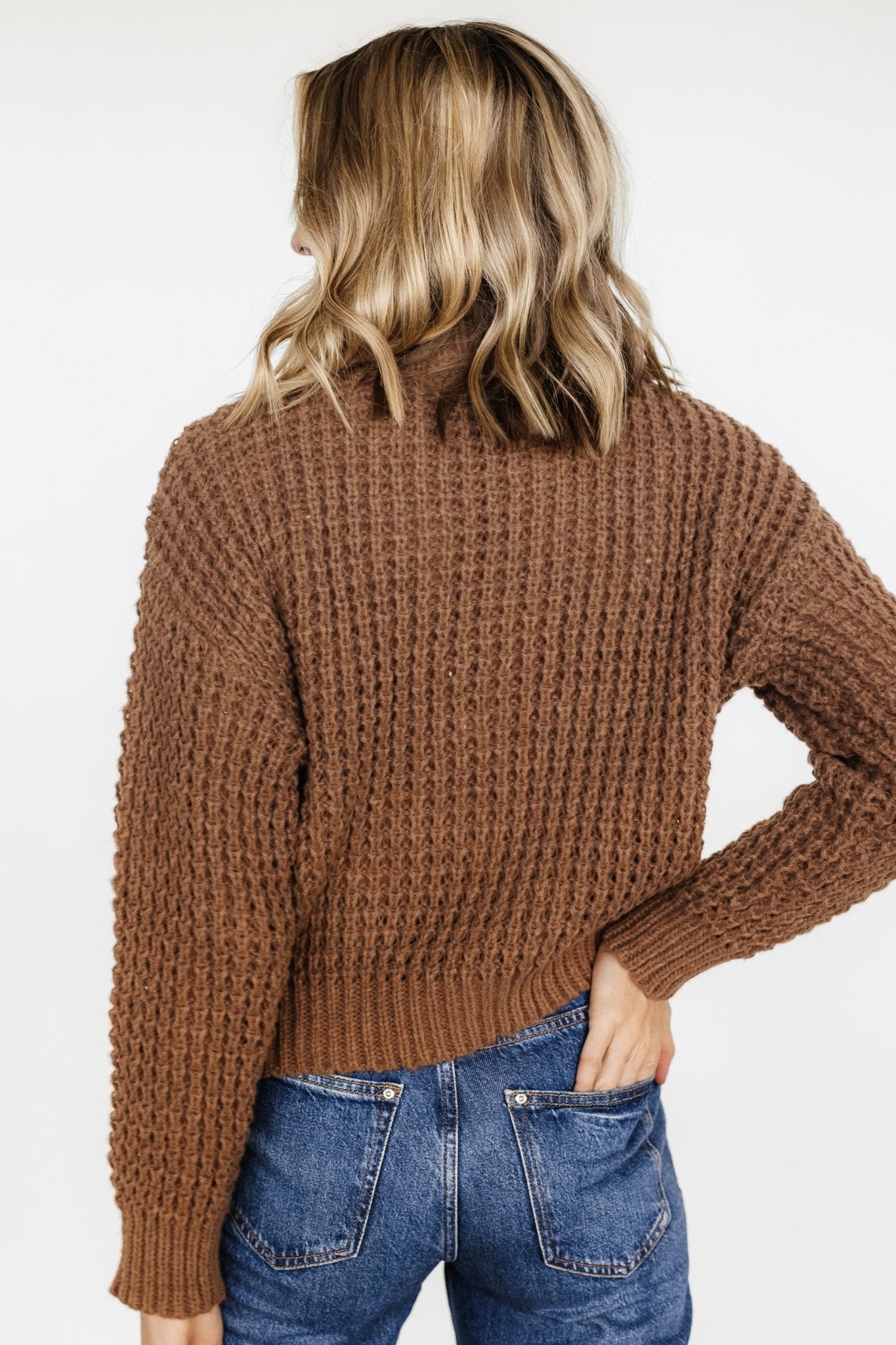 Chunky Knit Sweater for Women | Lightweight Waffle-Knit & Funnel Neck