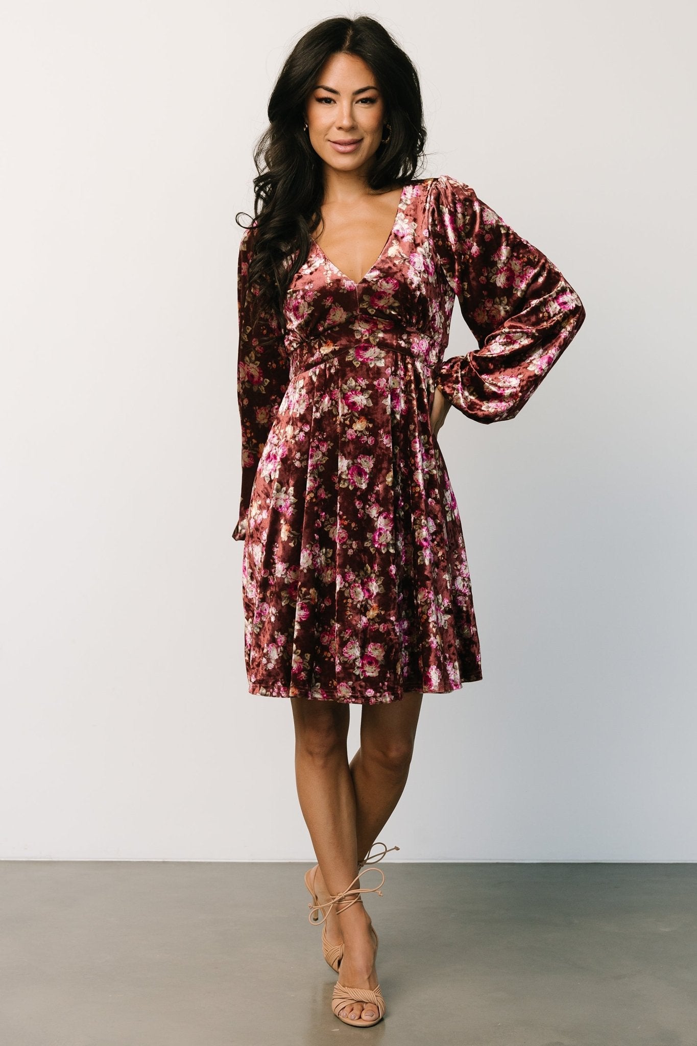 Velvet Short Dress with V-Neck & Empire Waist | Baltic Born