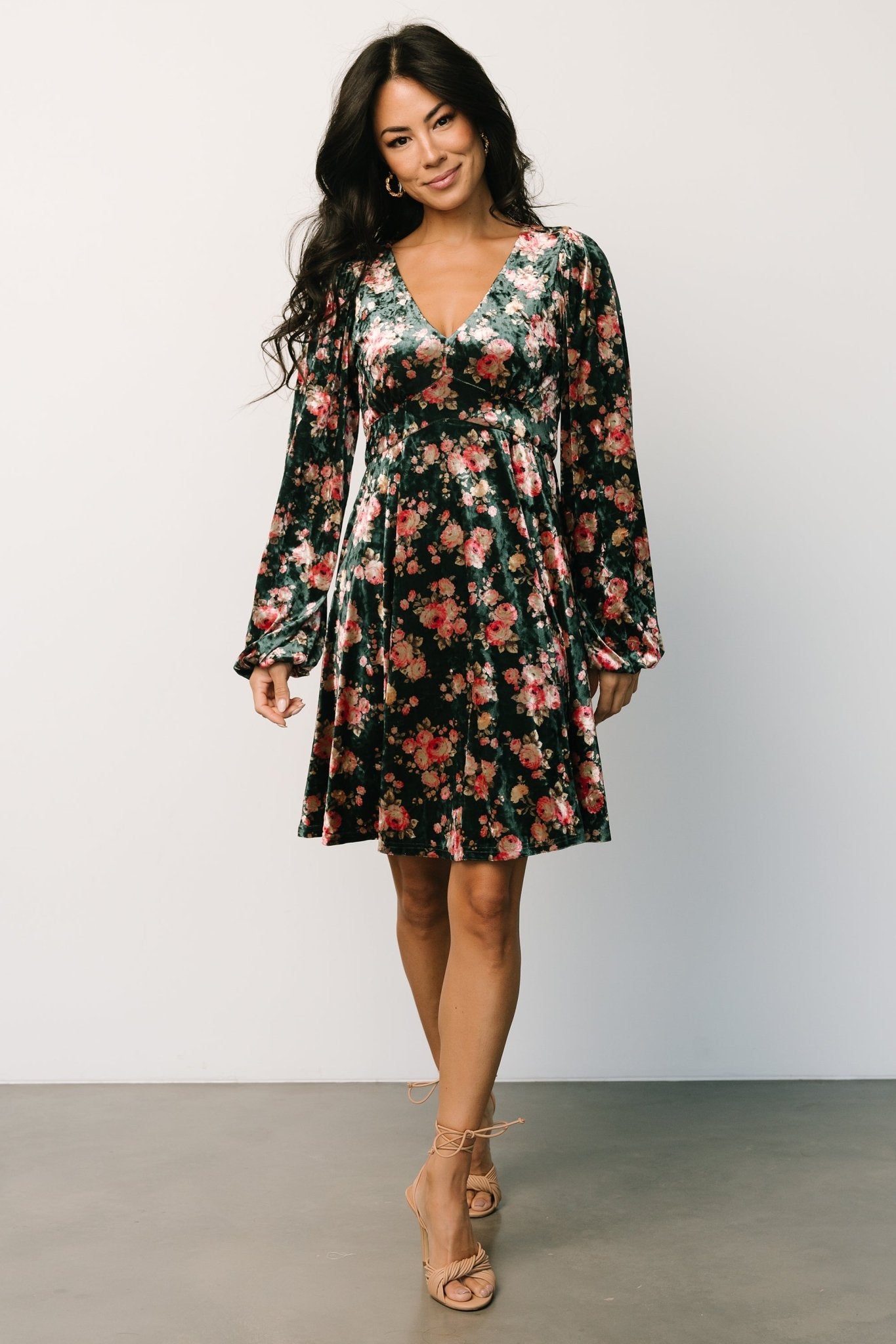 Velvet Short Dress with V-Neck & Empire Waist | Baltic Born