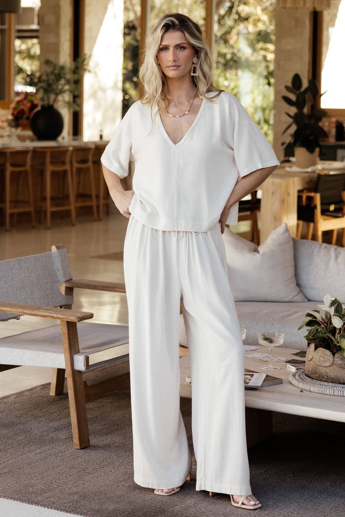 Linen Blend Matching Set for Women | Timbre Natural