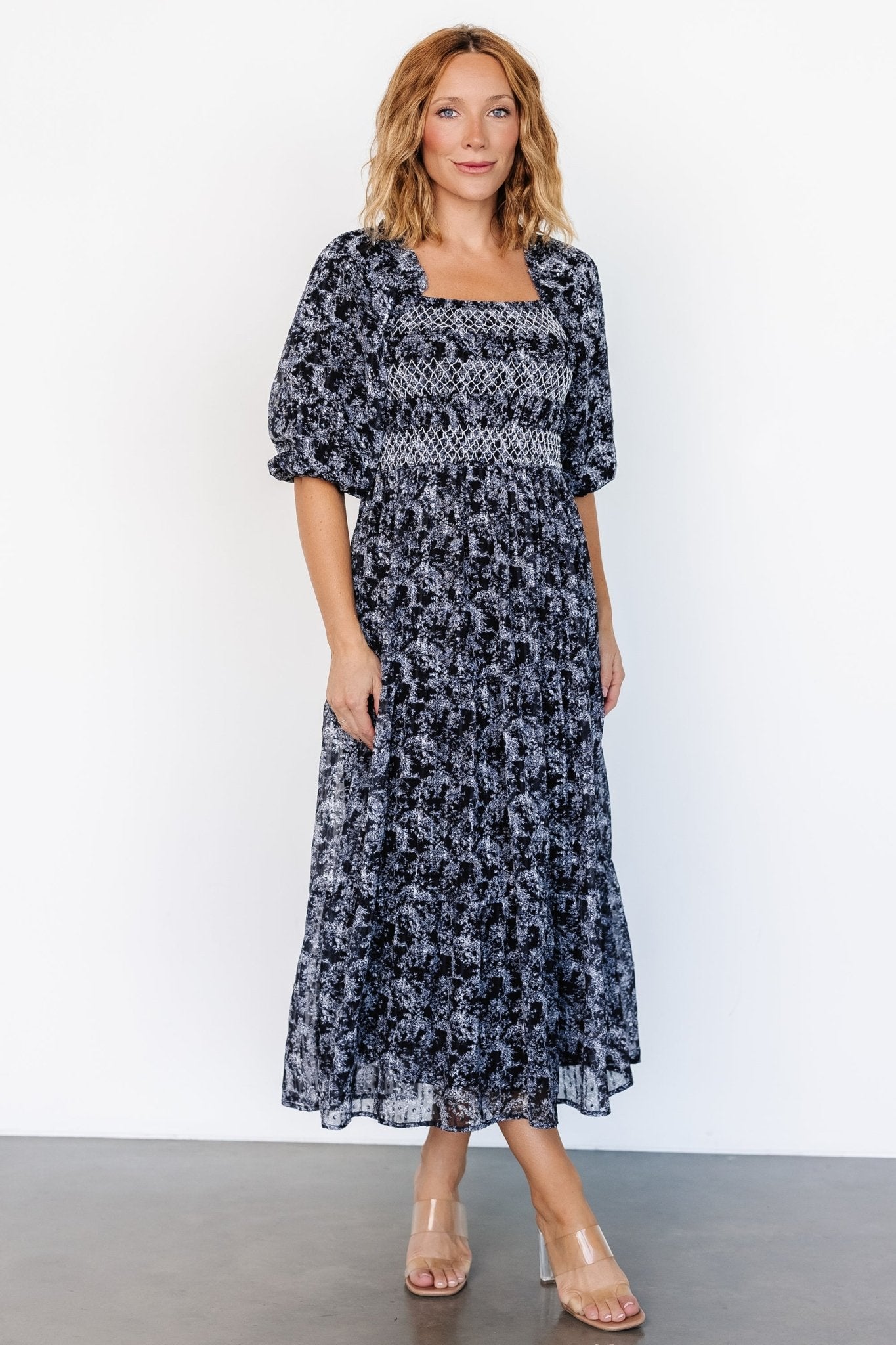 Floral Smocked Midi Dress with Pockets | Baltic Born