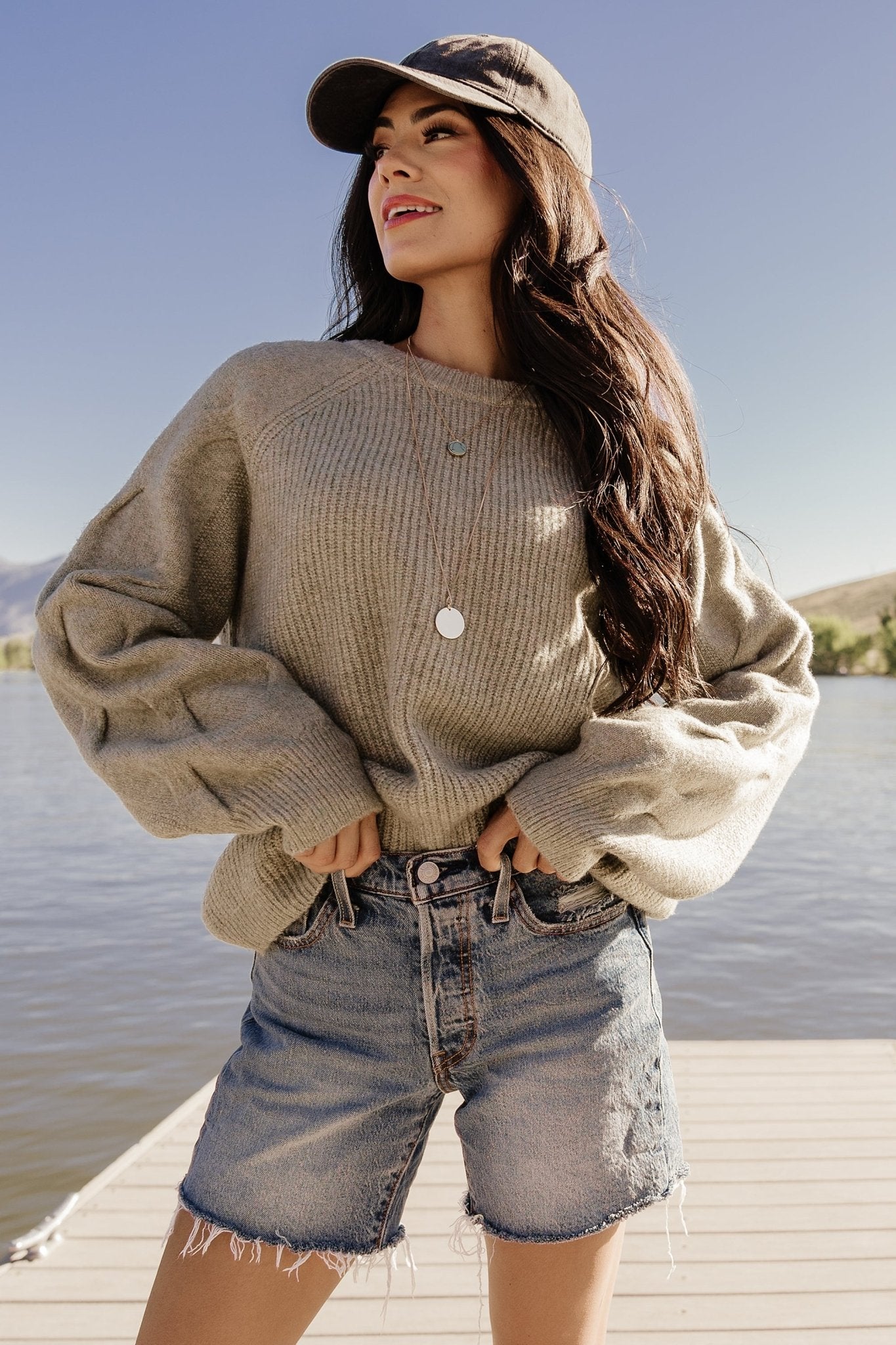 Soft Olive Cable-Knit Sweater for Fall | Vancouver Long Sleeve