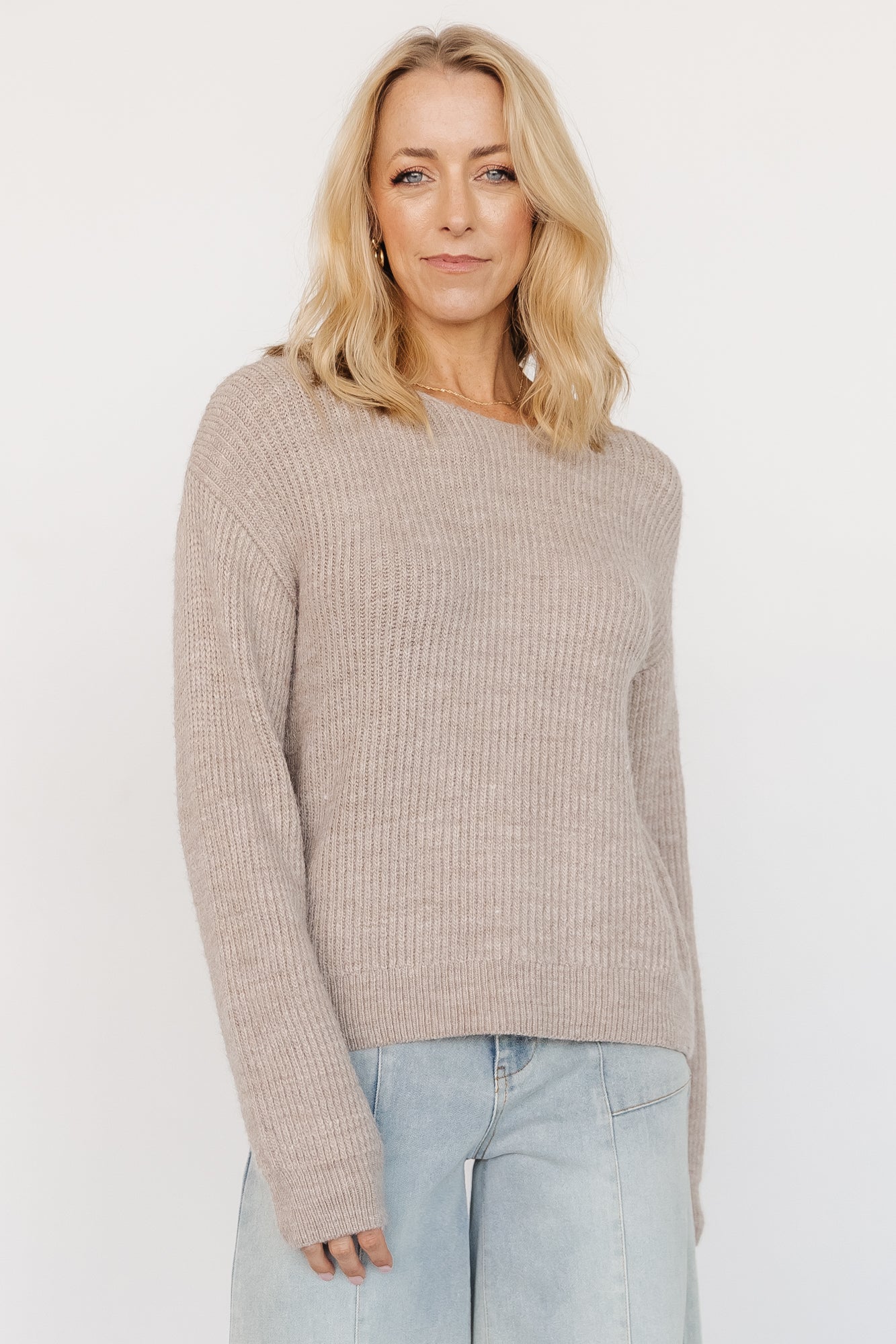 Tie Back Sweater with Scoop Neck & Drop Shoulder | Baltic Born