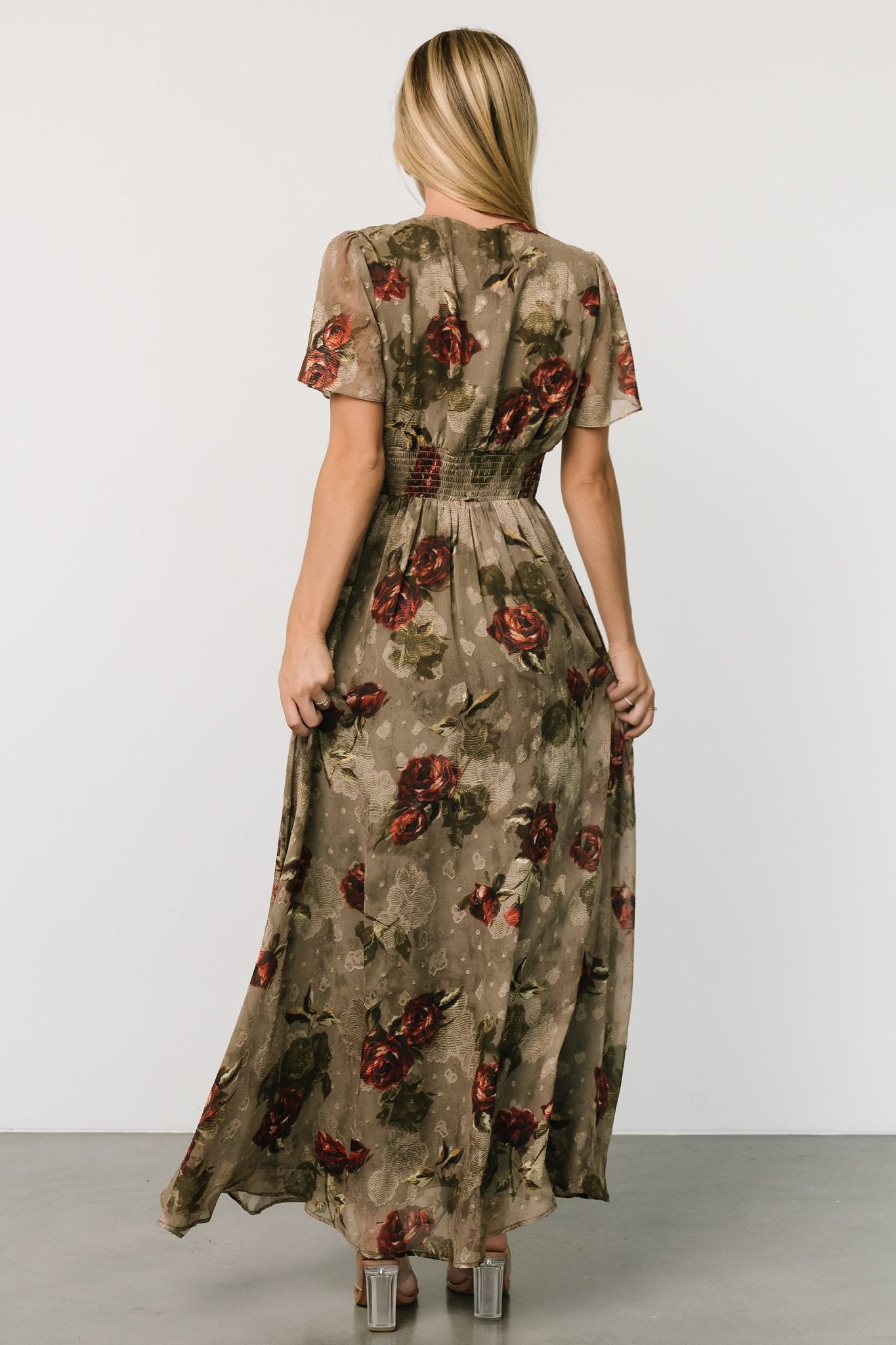 Floral Maxi Dress with Smocked Waist & V-Neck | Baltic Born