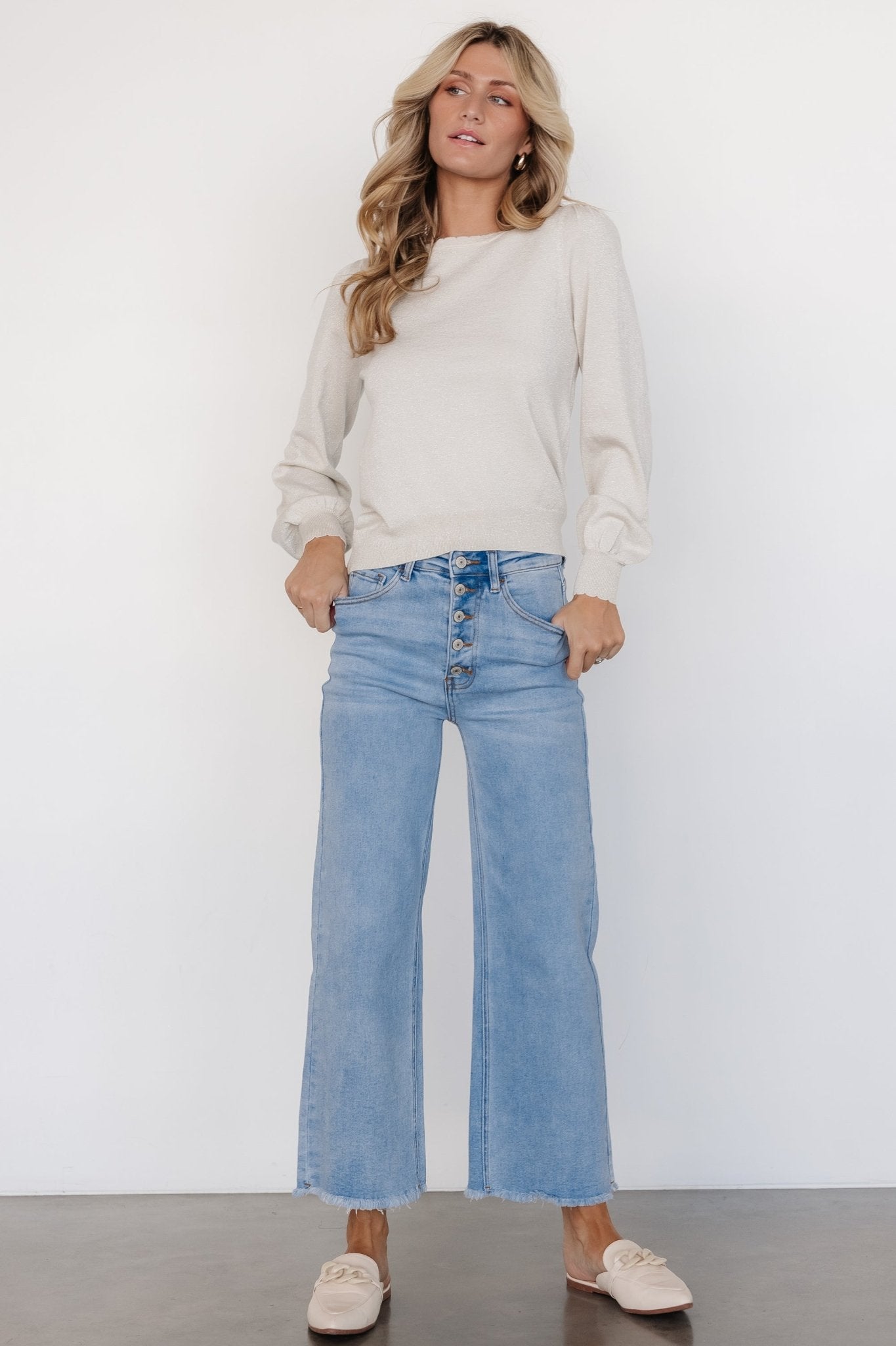 High Rise Wide Leg Jeans for Women | Light Wash & Stretchy Fit