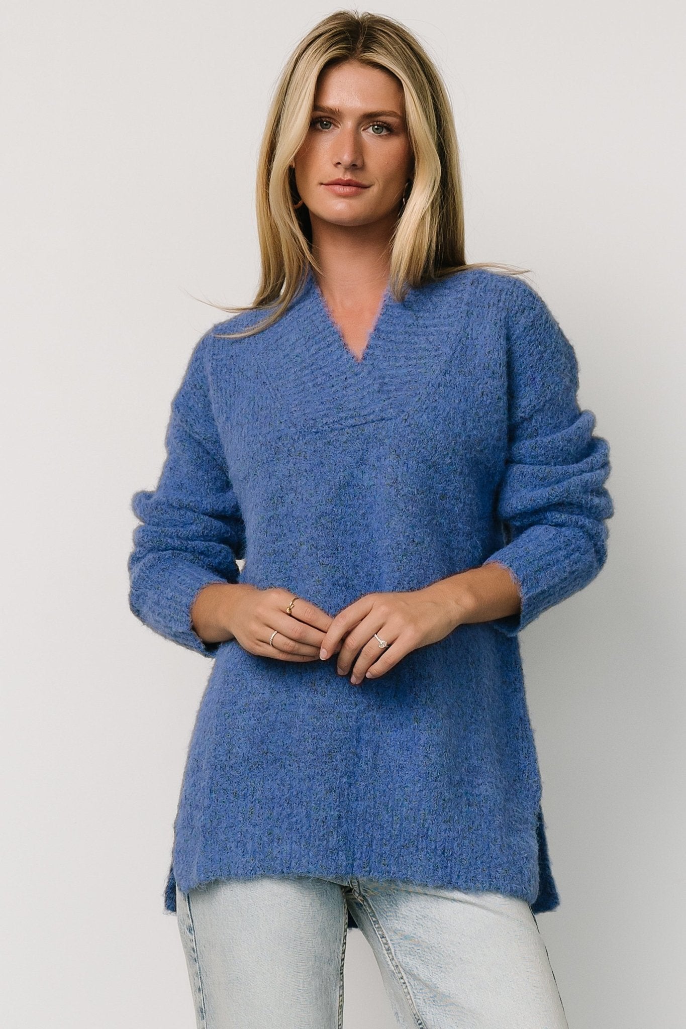 Oversized Blue Knit Sweater for Women | Calgary