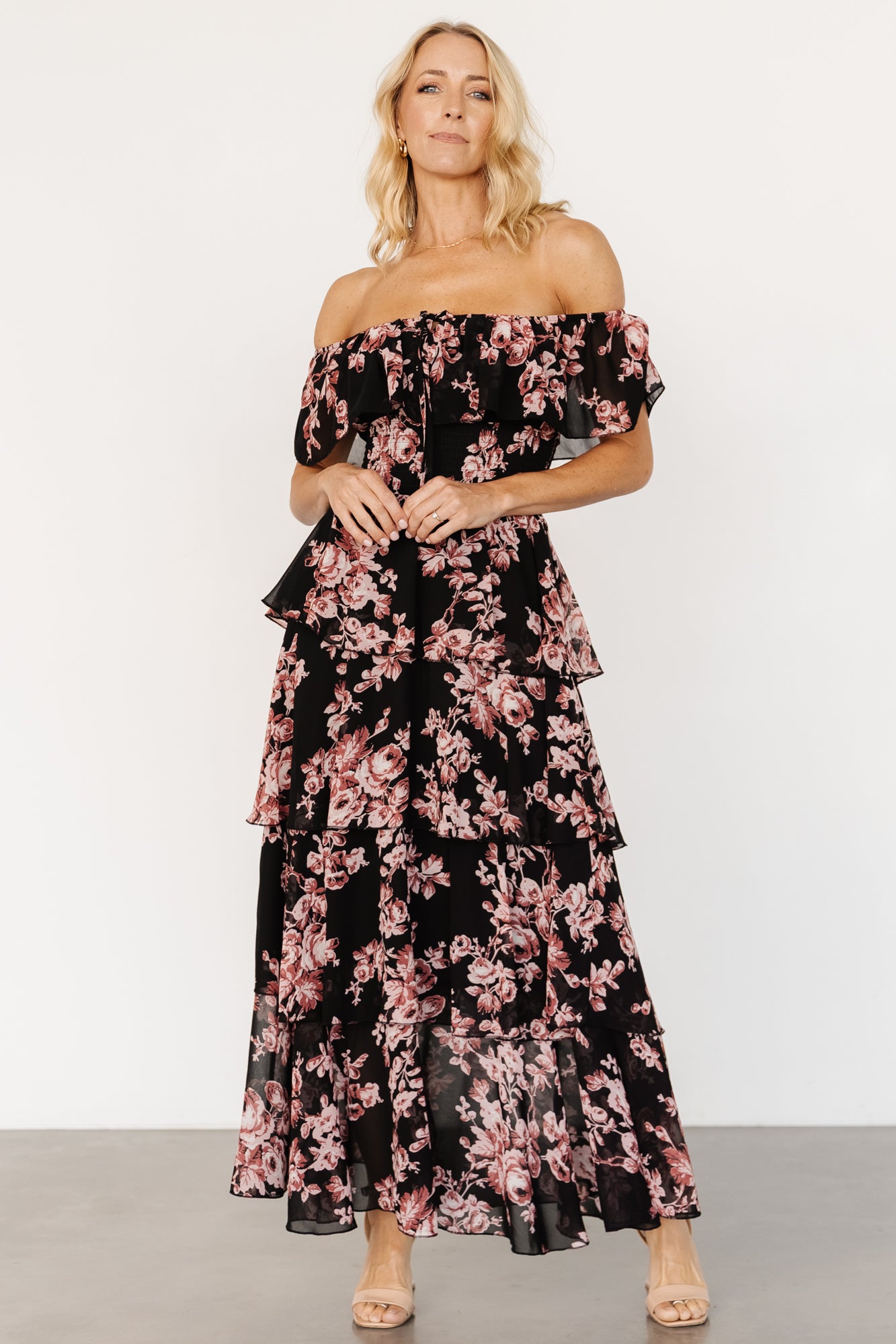 Off Shoulder Floral Maxi Dress for Weddings | Baltic Born