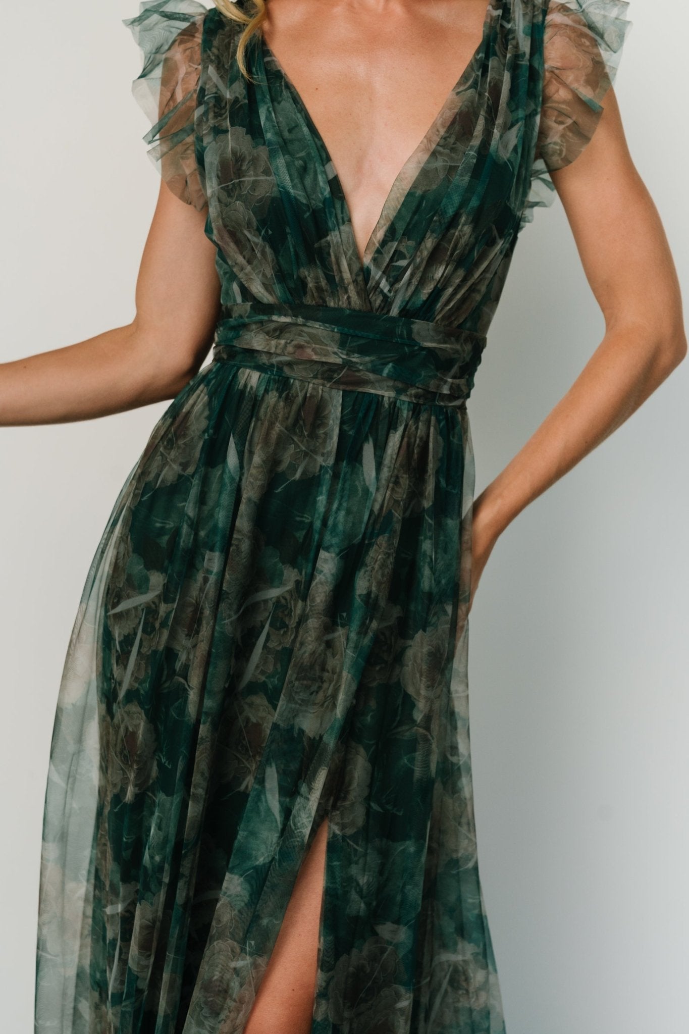 Floral Maxi Dress with V-Neck & Leg Slit | Baltic Born