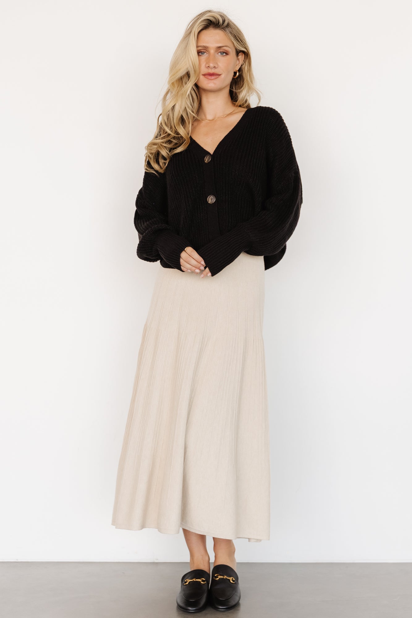 Knit Midi Skirt with Elastic Waistband | Baltic Born