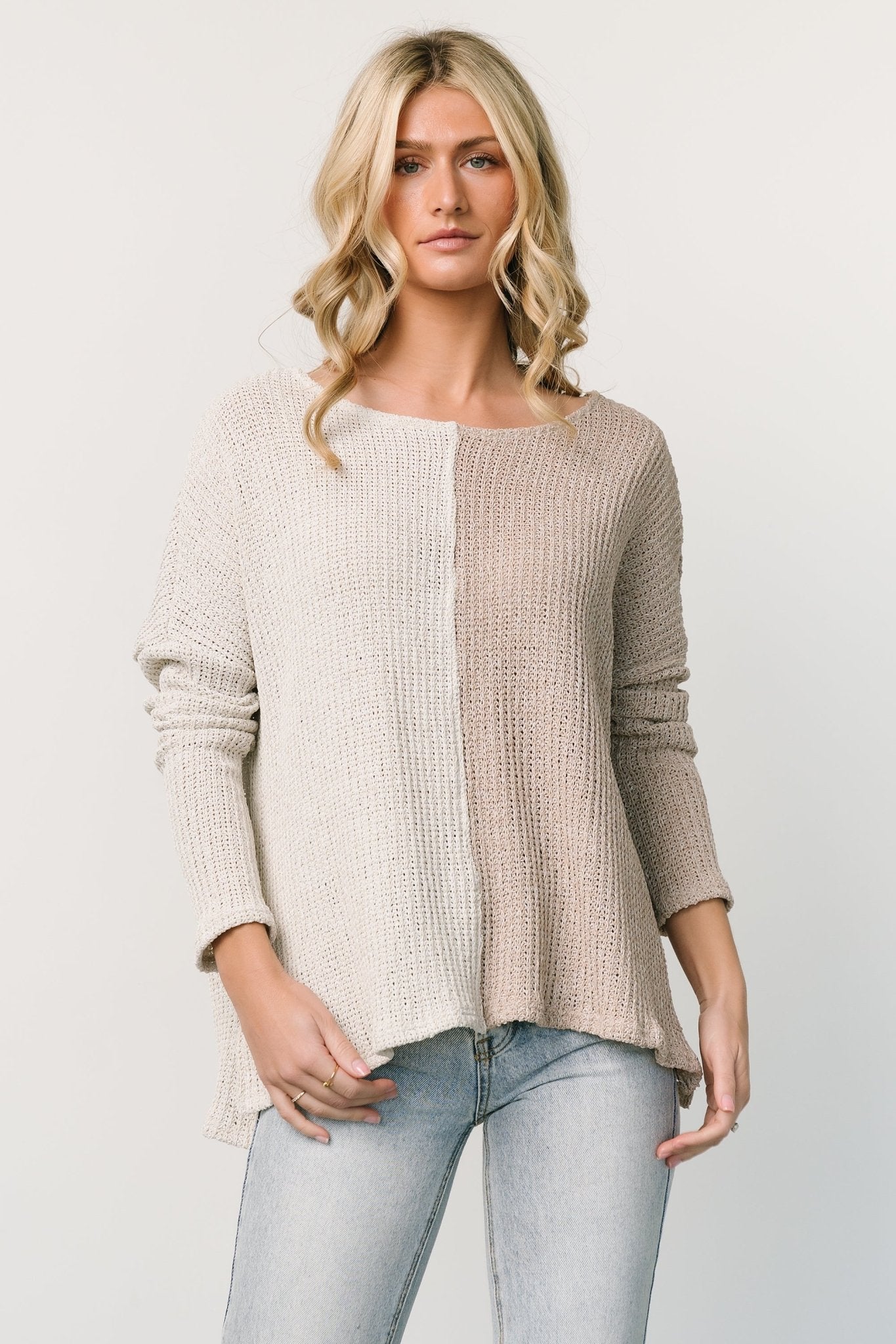 Loose Knit Sweater Top for Women | Natural & Sand Colors | Castelo