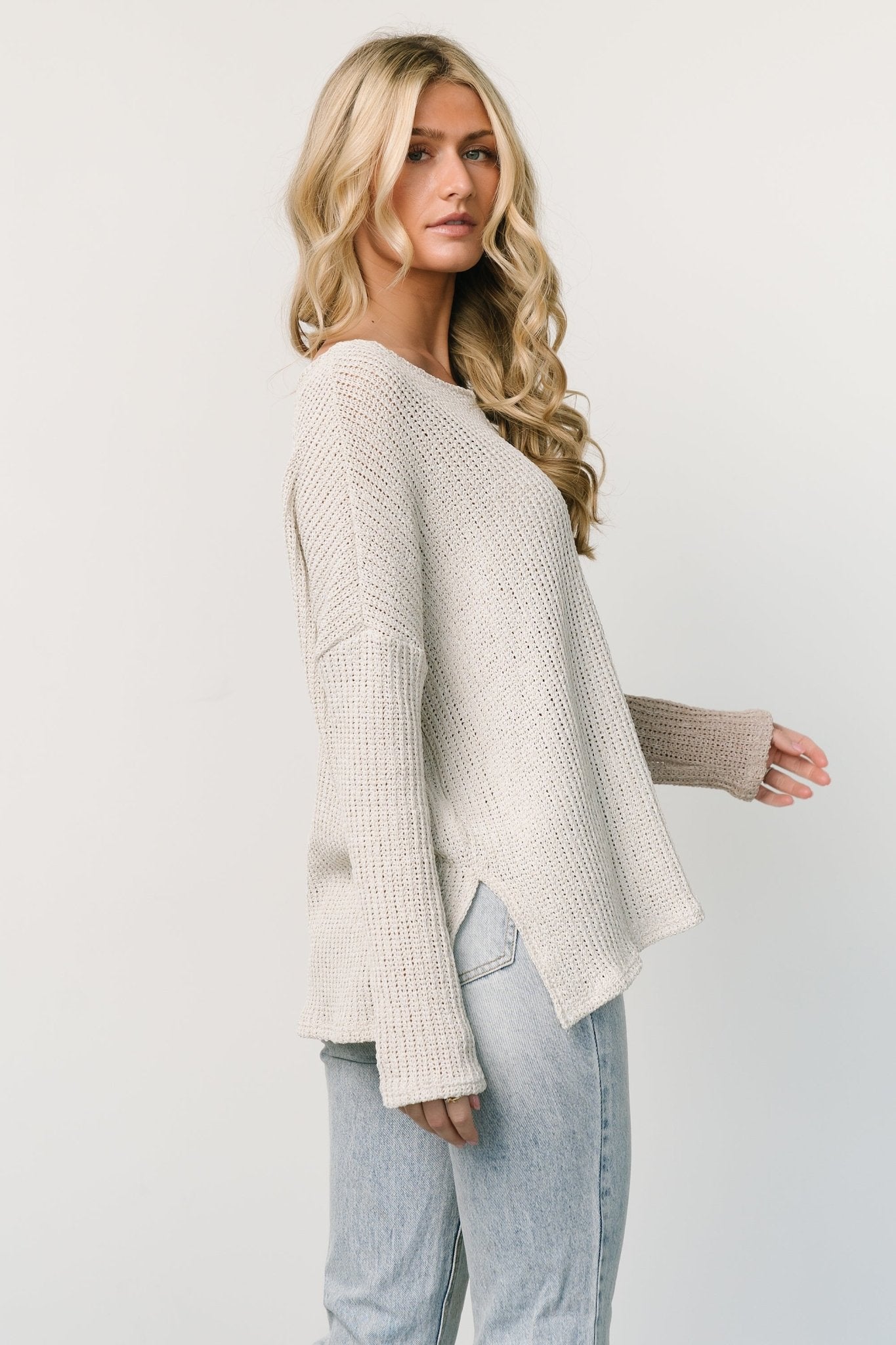 Loose Knit Sweater Top for Women | Natural & Sand Colors | Castelo