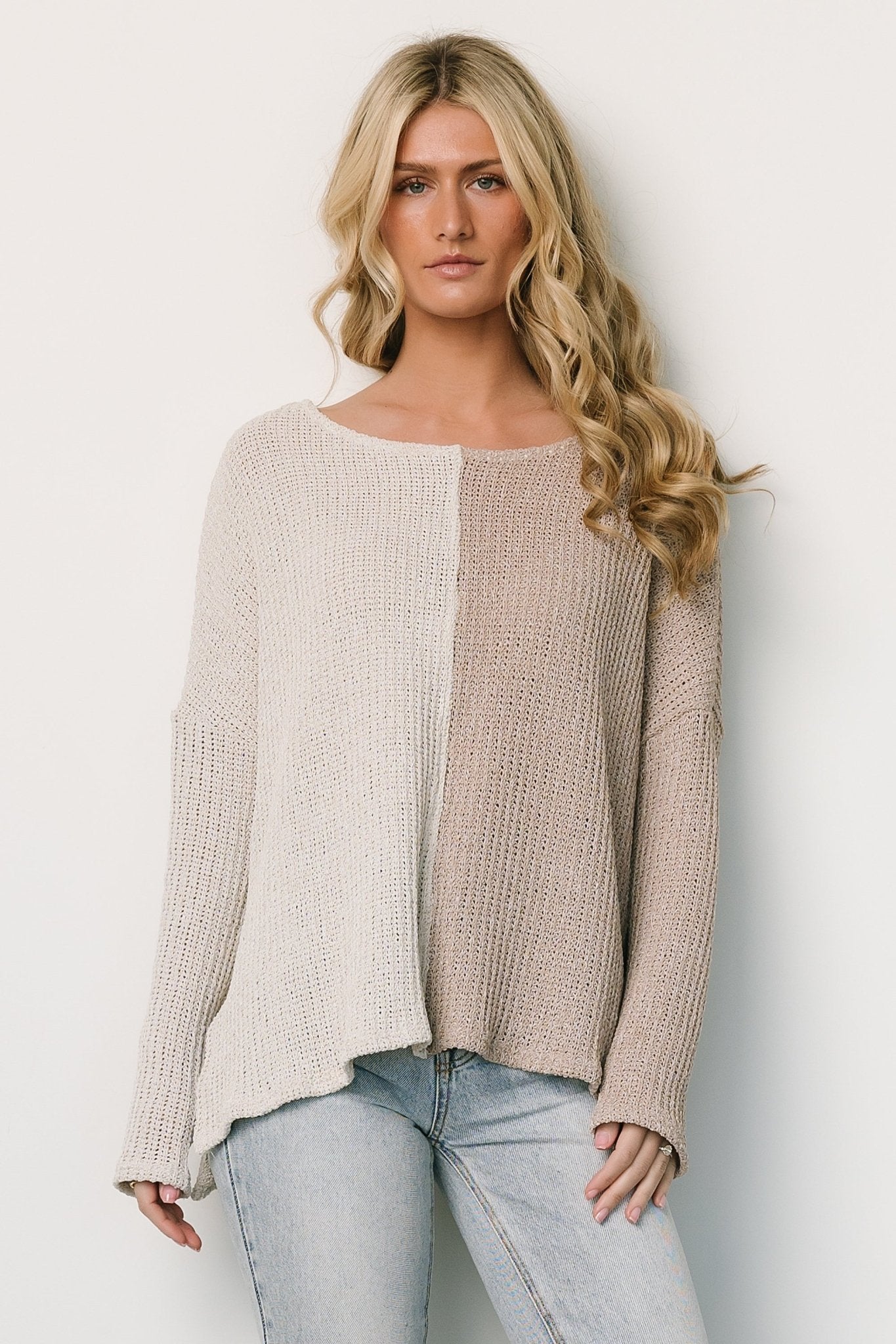 Loose Knit Sweater Top for Women | Natural & Sand Colors | Castelo