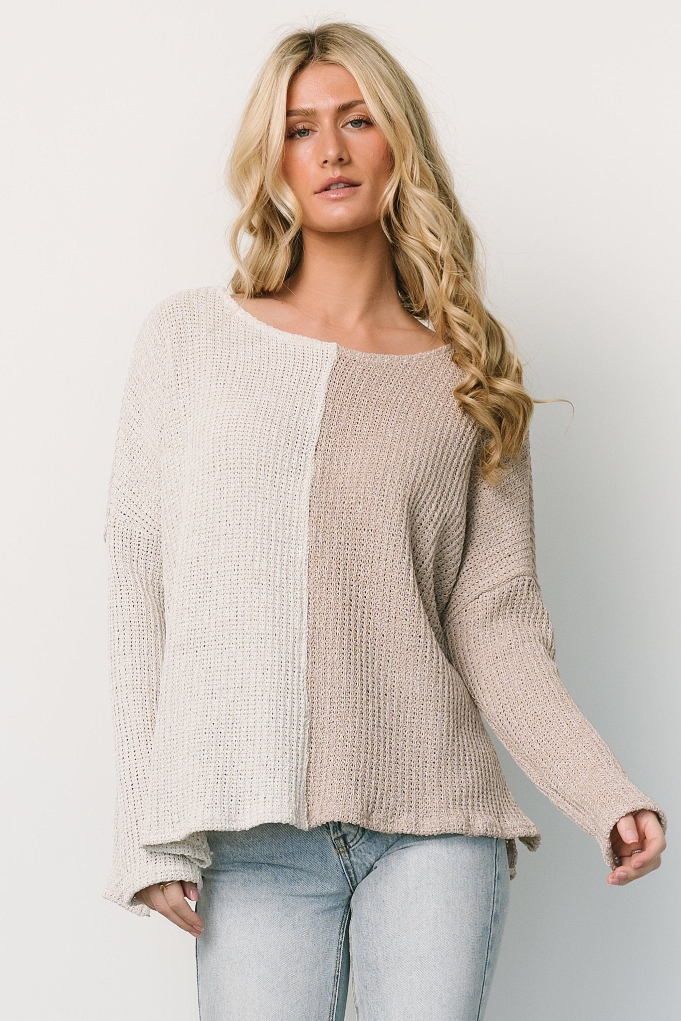 Loose Knit Sweater Top for Women | Natural & Sand Colors | Castelo