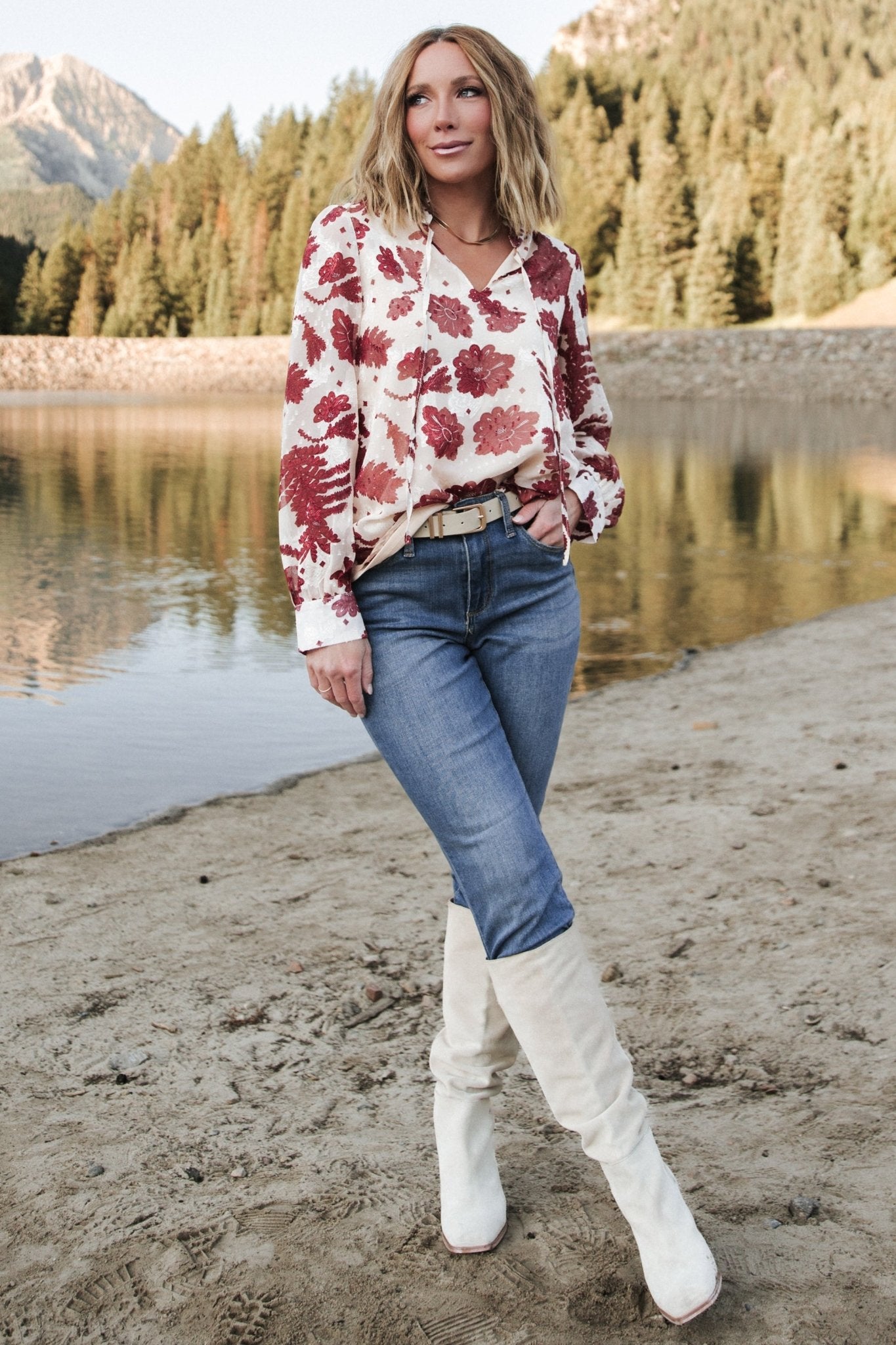 Floral Chiffon Tie Blouse with Embroidered Details | Baltic Born