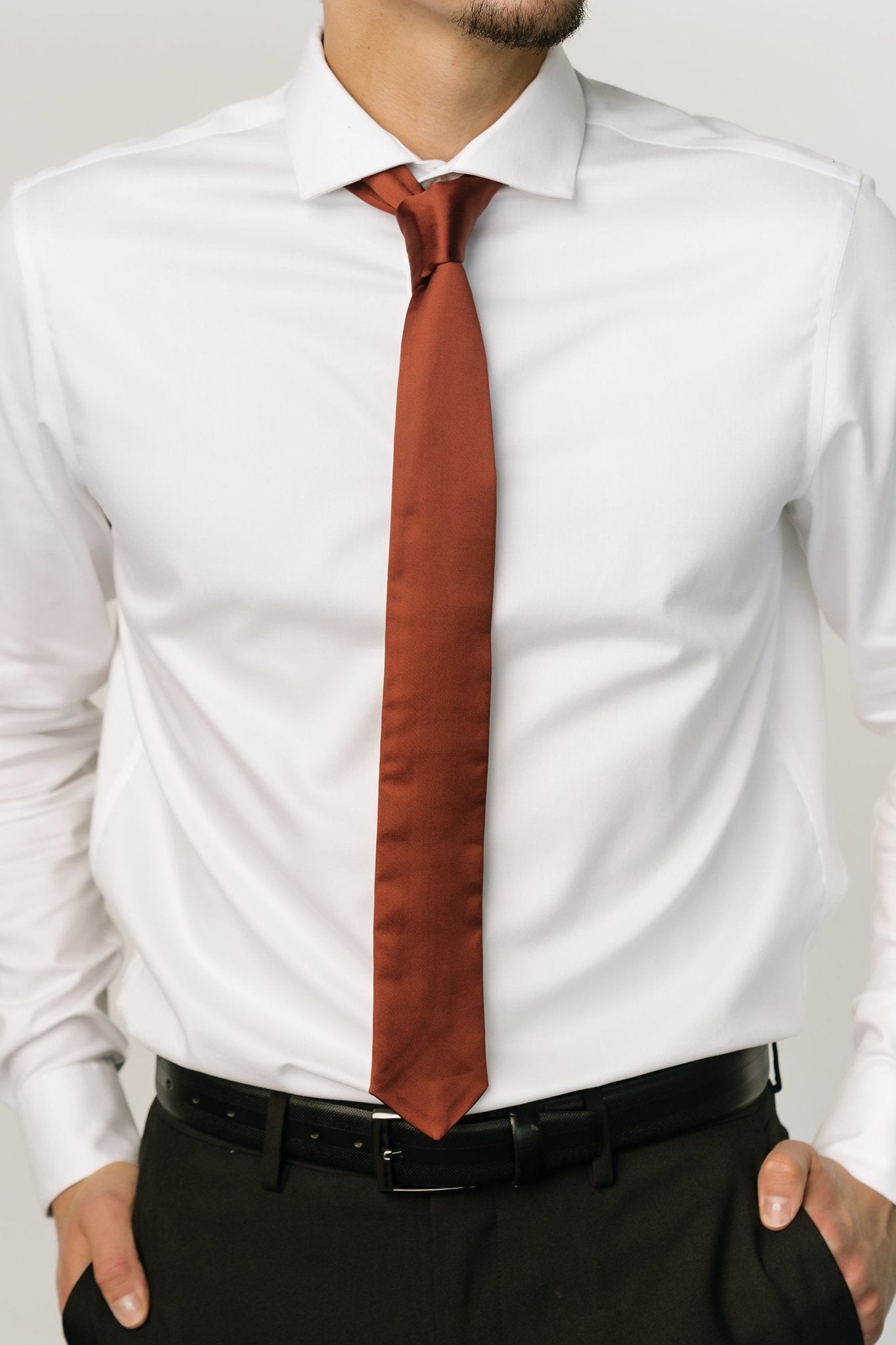 Classic Skinny Satin Tie in Cinnamon | 2.5" Wide