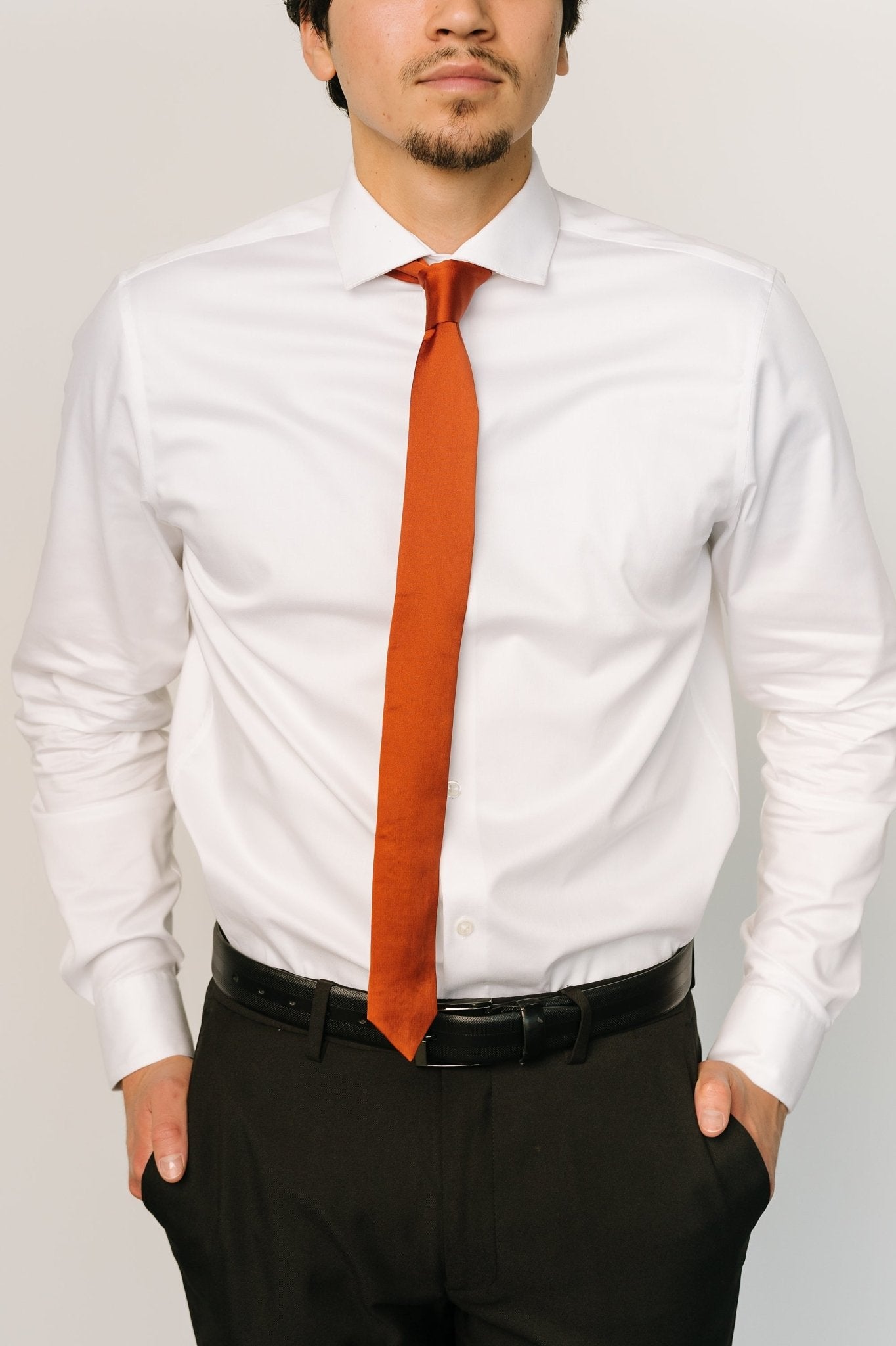 Skinny Satin Tie in Spice Orange | Classic Style | 2.5" Wide