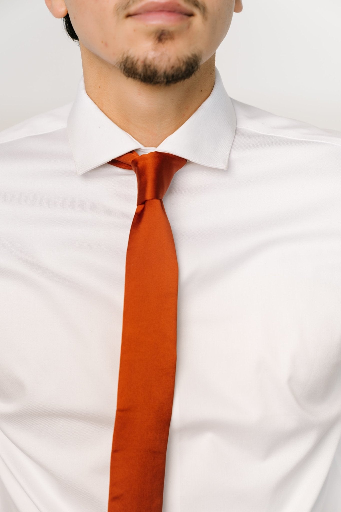 Skinny Satin Tie in Spice Orange | Classic Style | 2.5" Wide