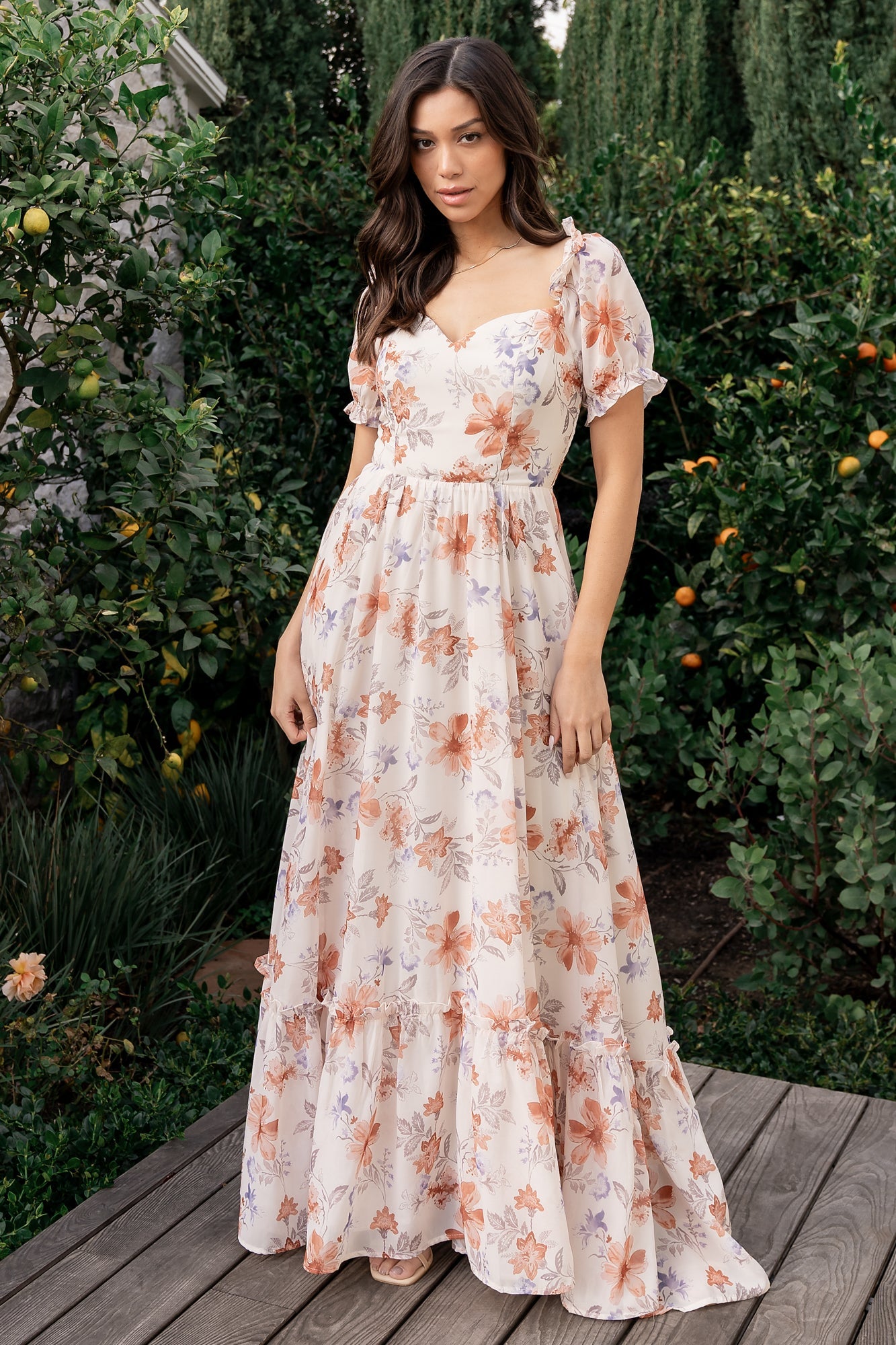 Floral Sweetheart Maxi Dress with Ruffles | Baltic Born