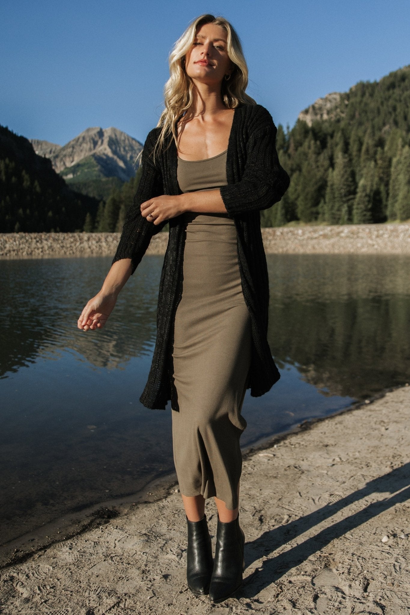 Lightweight Open-Front Knit Cardigan for Layering | Devman Black