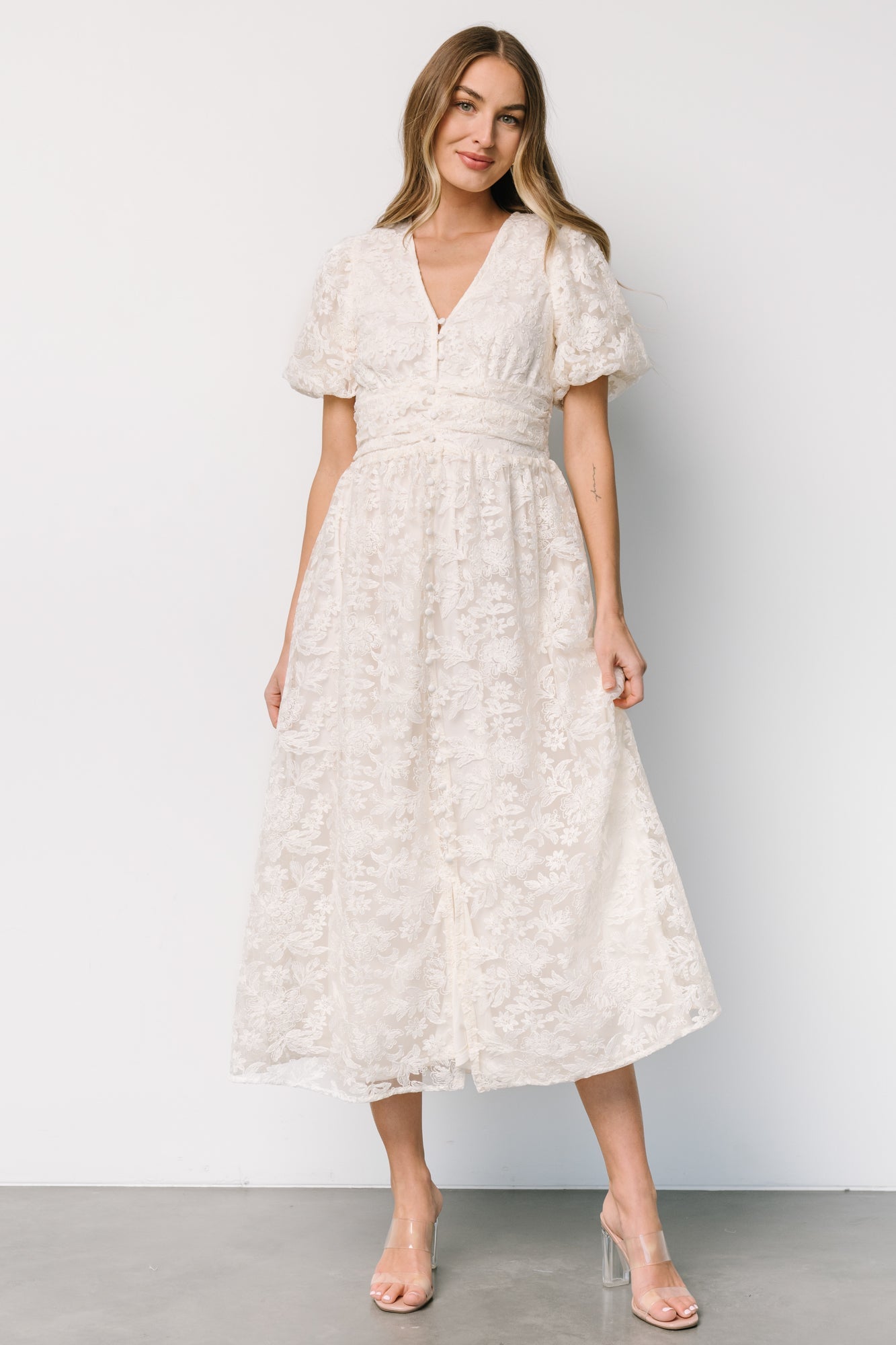 Vintage Cream Lace Dress with Floral Embroidery | Baltic Born
