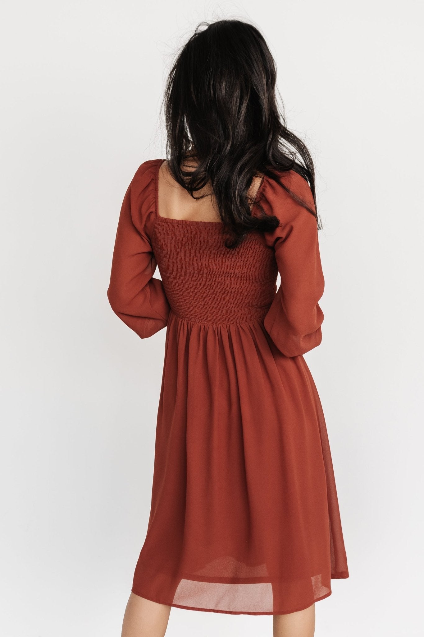 Cinnamon Chiffon Short Dress with Smocked Bodice | Baltic Born