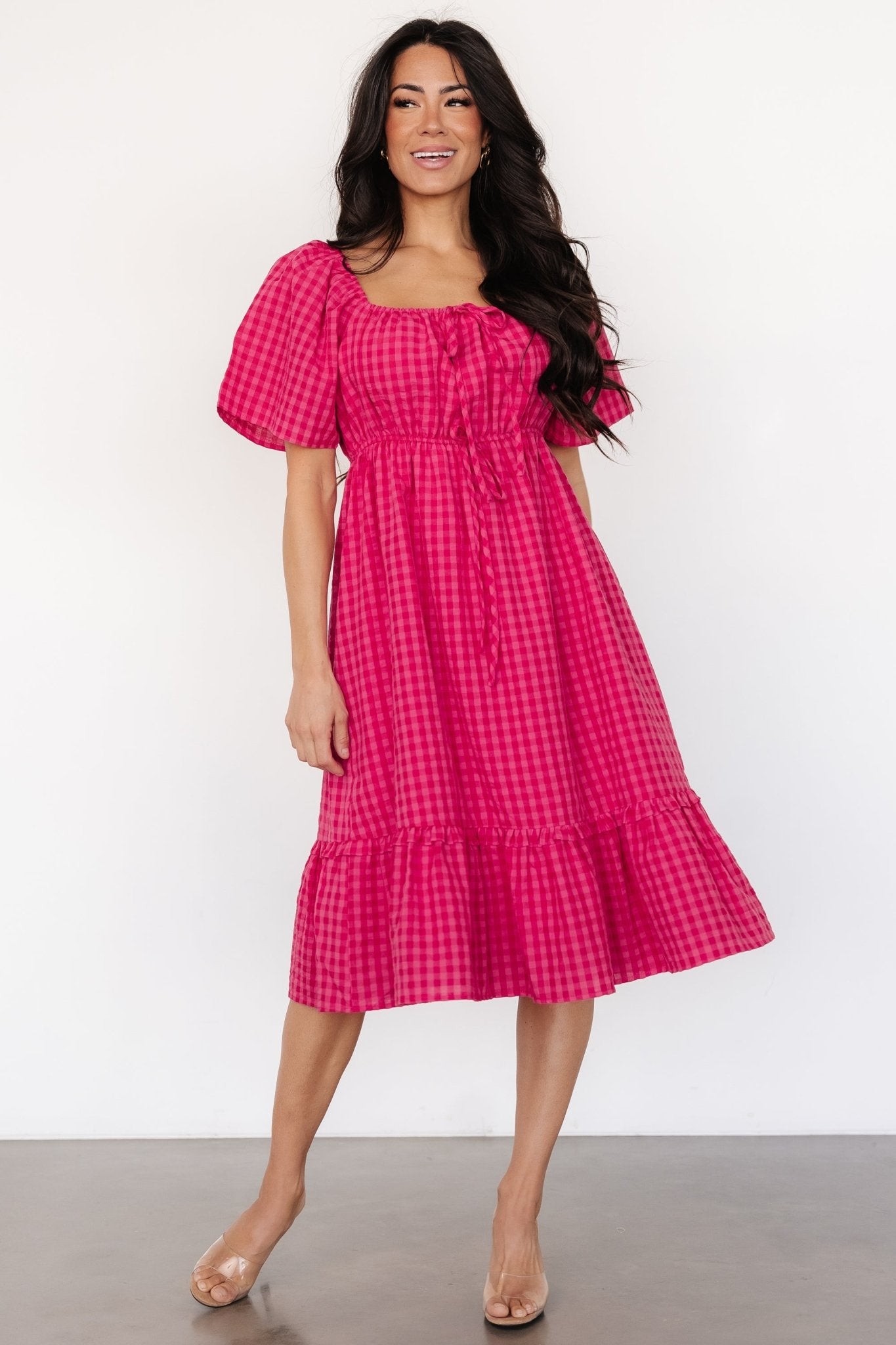 Pink Gingham Dress for Brunch & Parties | Erica Cotton Dress