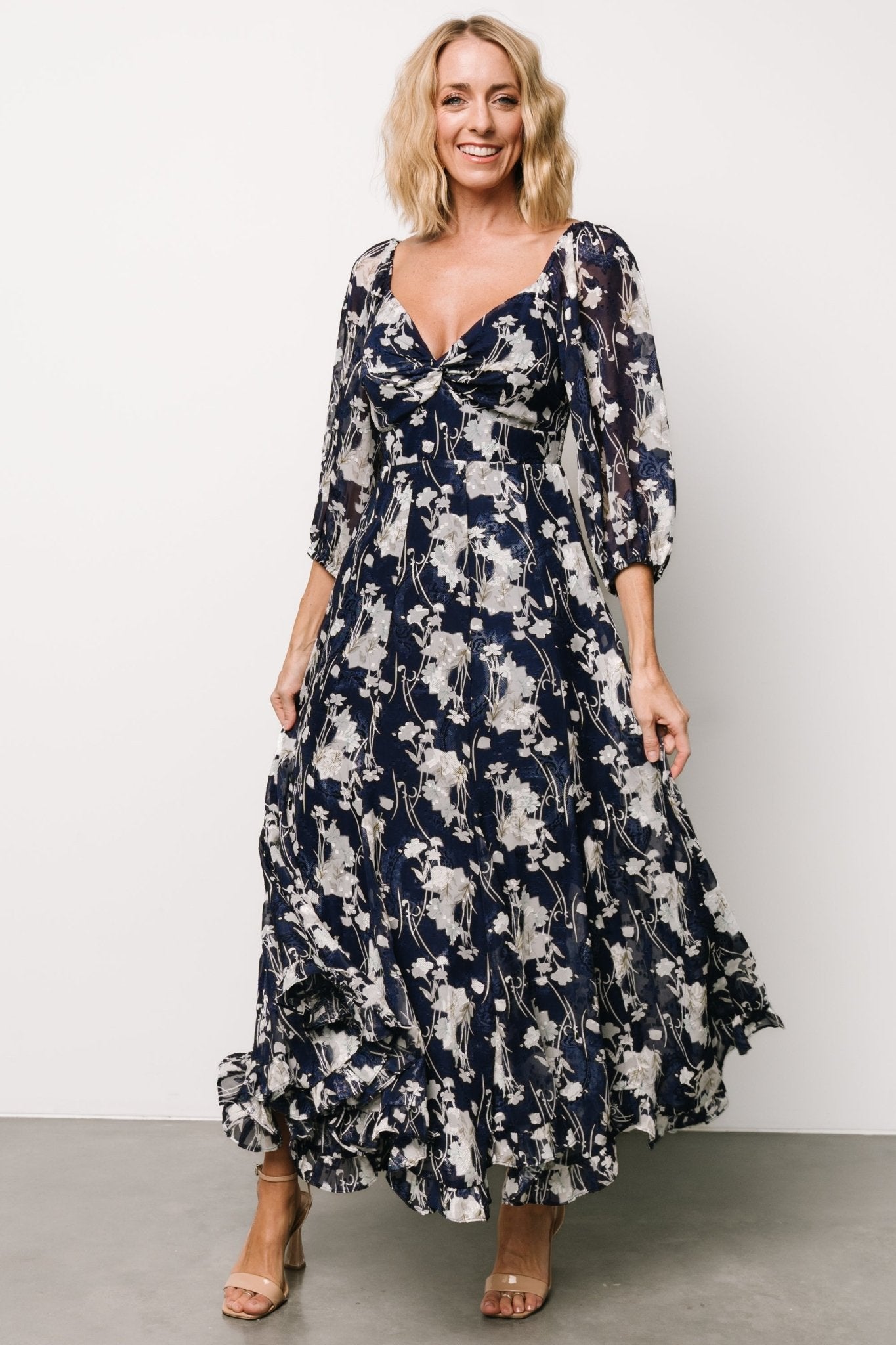 Floral Maxi Dress with Sweetheart Neckline & Smocked Back | Estefania