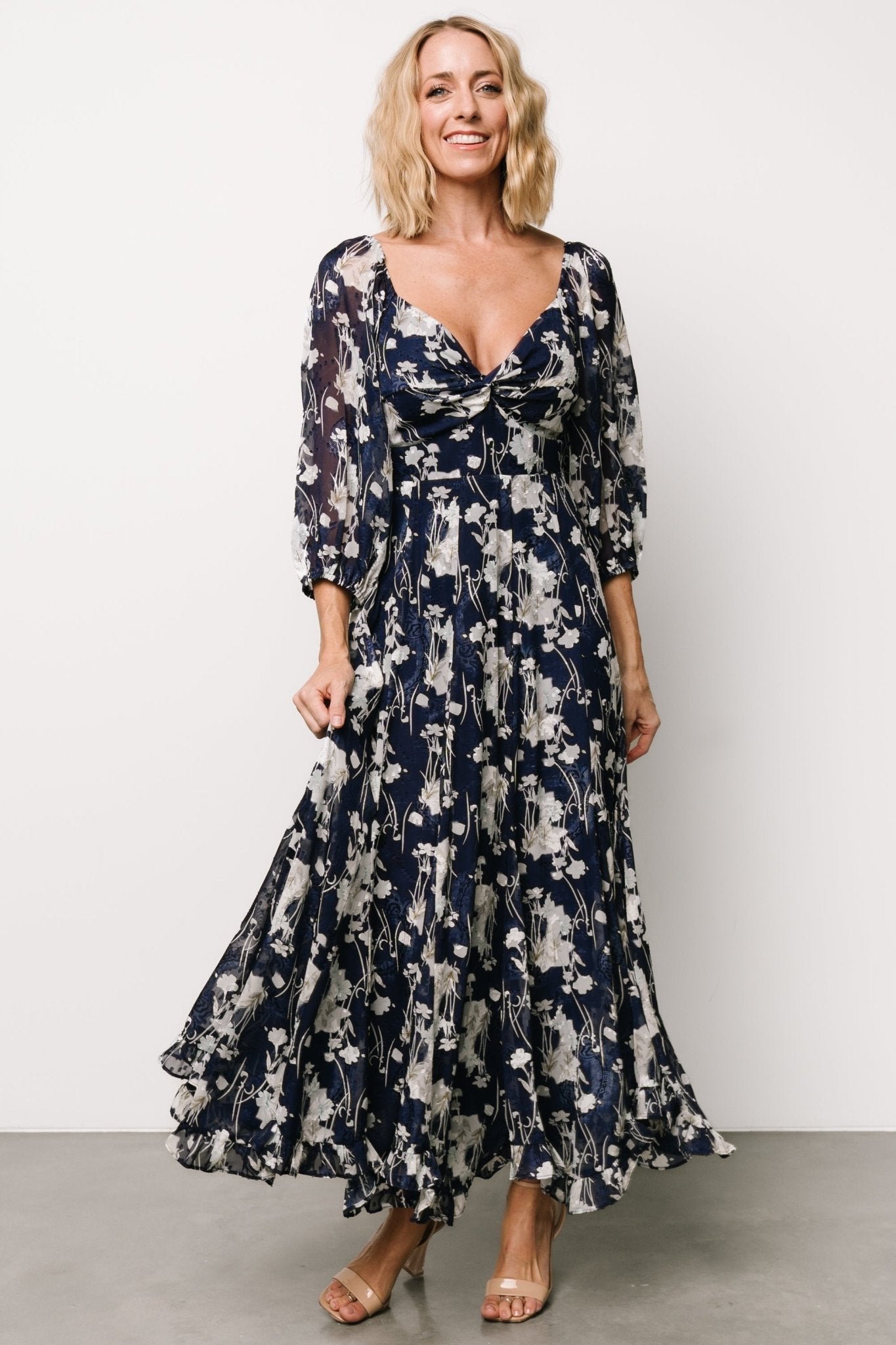 Floral Maxi Dress with Sweetheart Neckline & Smocked Back | Estefania