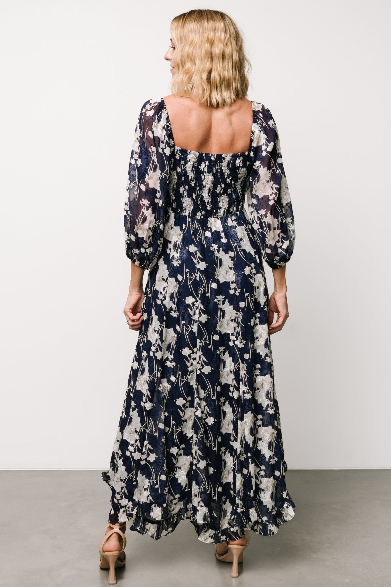 Floral Maxi Dress with Sweetheart Neckline & Smocked Back | Estefania