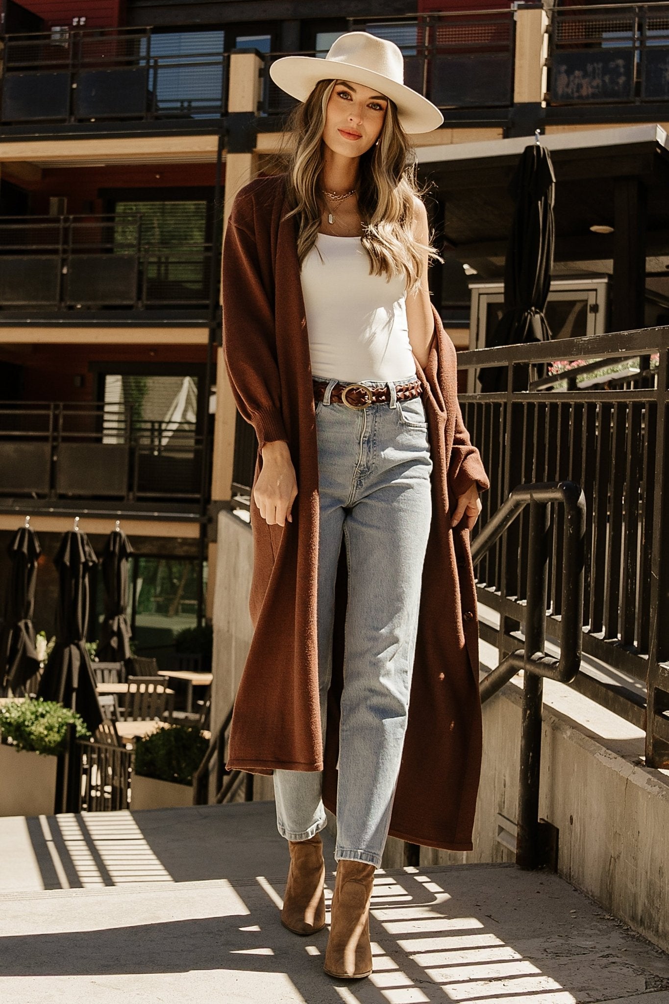 Long Open Cardigan for Women | Soft Dark Brown Sweater | Baltic Born