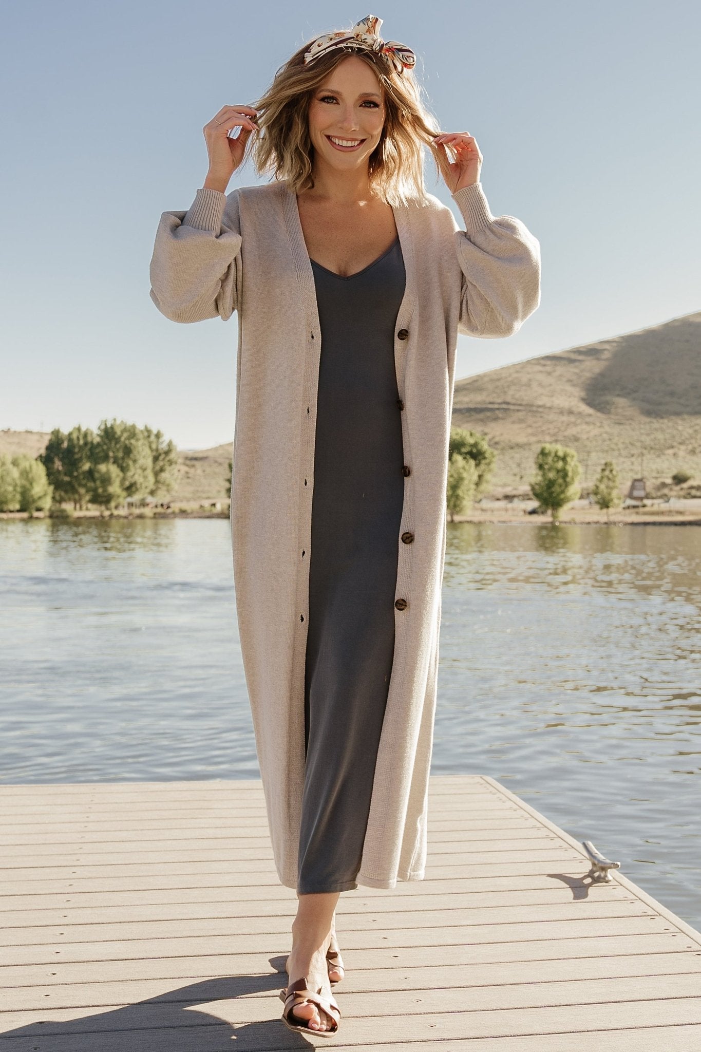 Long Gray Cardigan for Women | Soft Open Sweater | Baltic Born