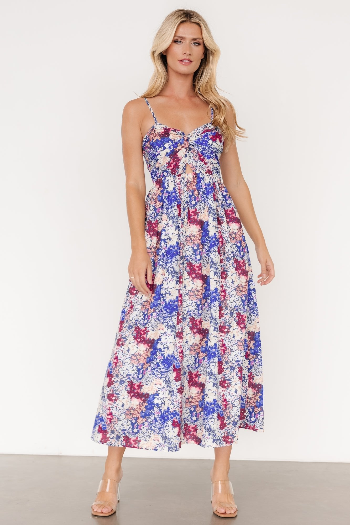 Floral Sweetheart Tank Dress with Adjustable Straps & Pockets | Evette
