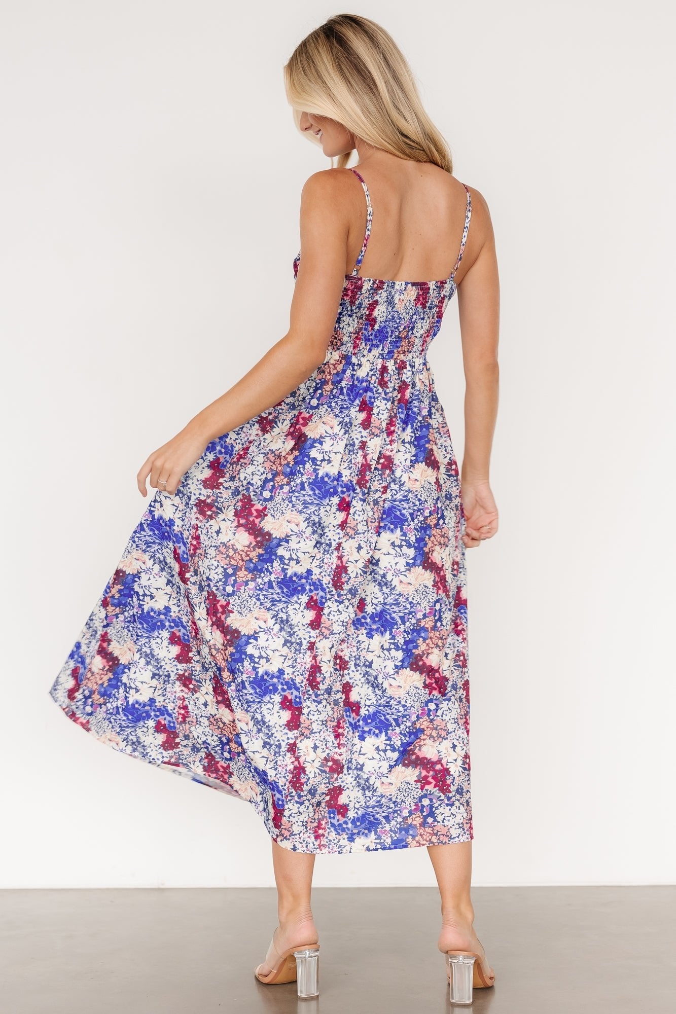 Floral Sweetheart Tank Dress with Adjustable Straps & Pockets | Evette