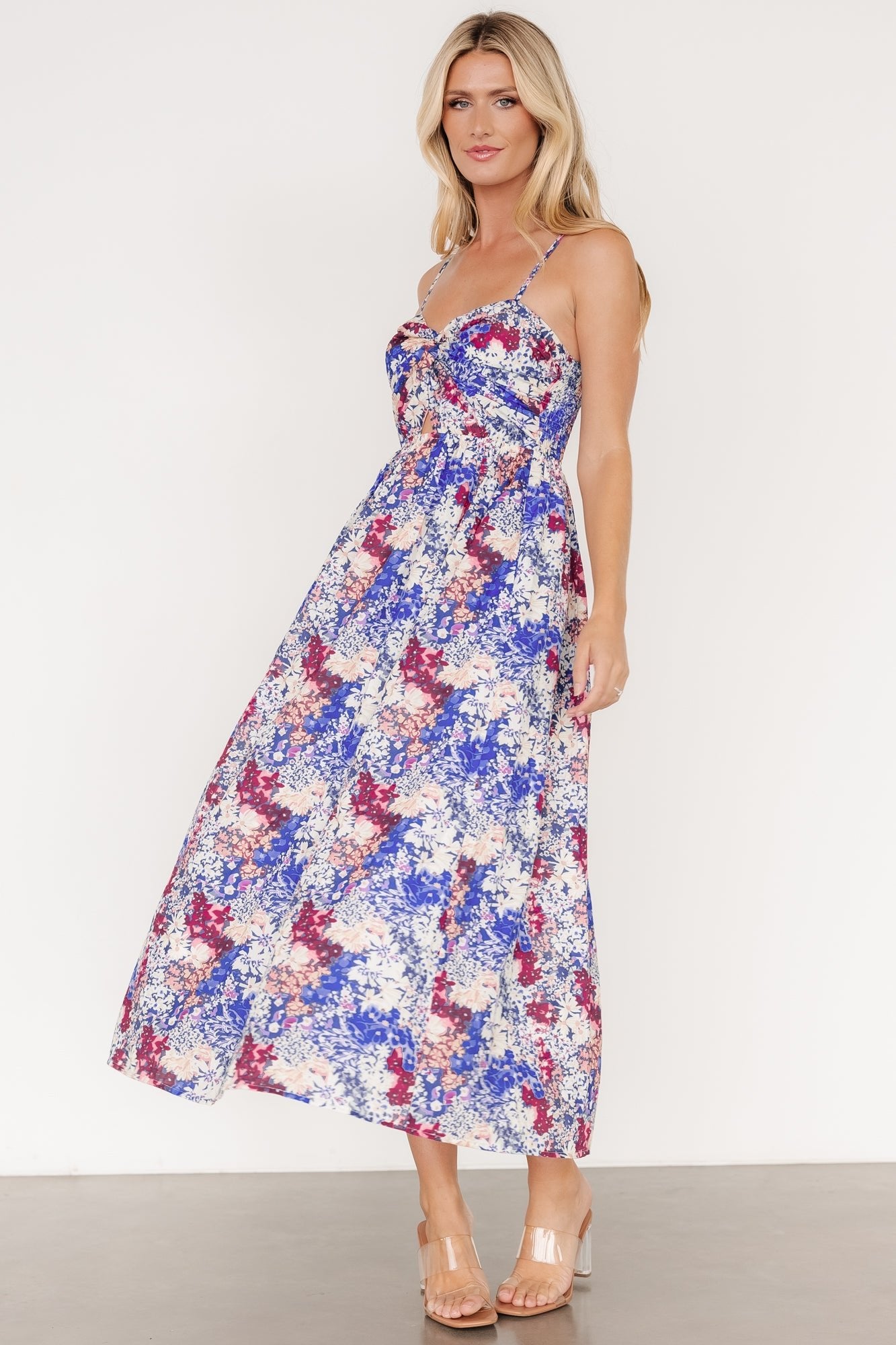 Floral Sweetheart Tank Dress with Adjustable Straps & Pockets | Evette