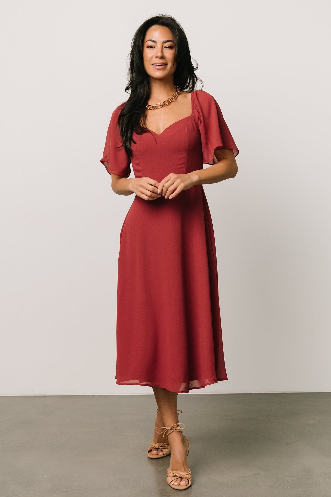 Terracotta Chiffon Fabric Swatch | Colette Dress Material