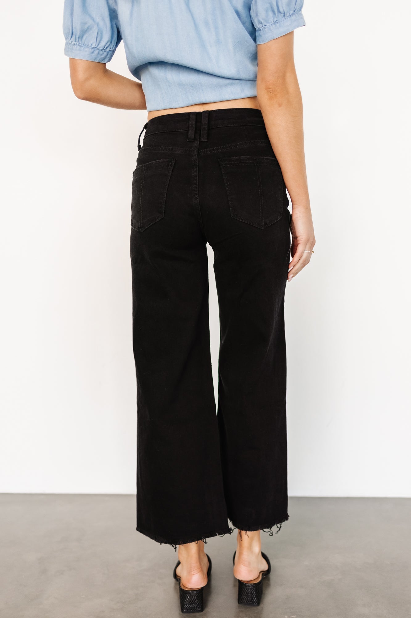 High Rise Wide Leg Jeans for Women | Black Denim with Stretch | Georgie